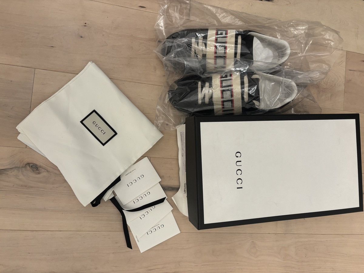 Gucci Gucci Ace Stripe Leather ‘Black’ Size US 8.5 / IT 38.5 - 4 Thumbnail