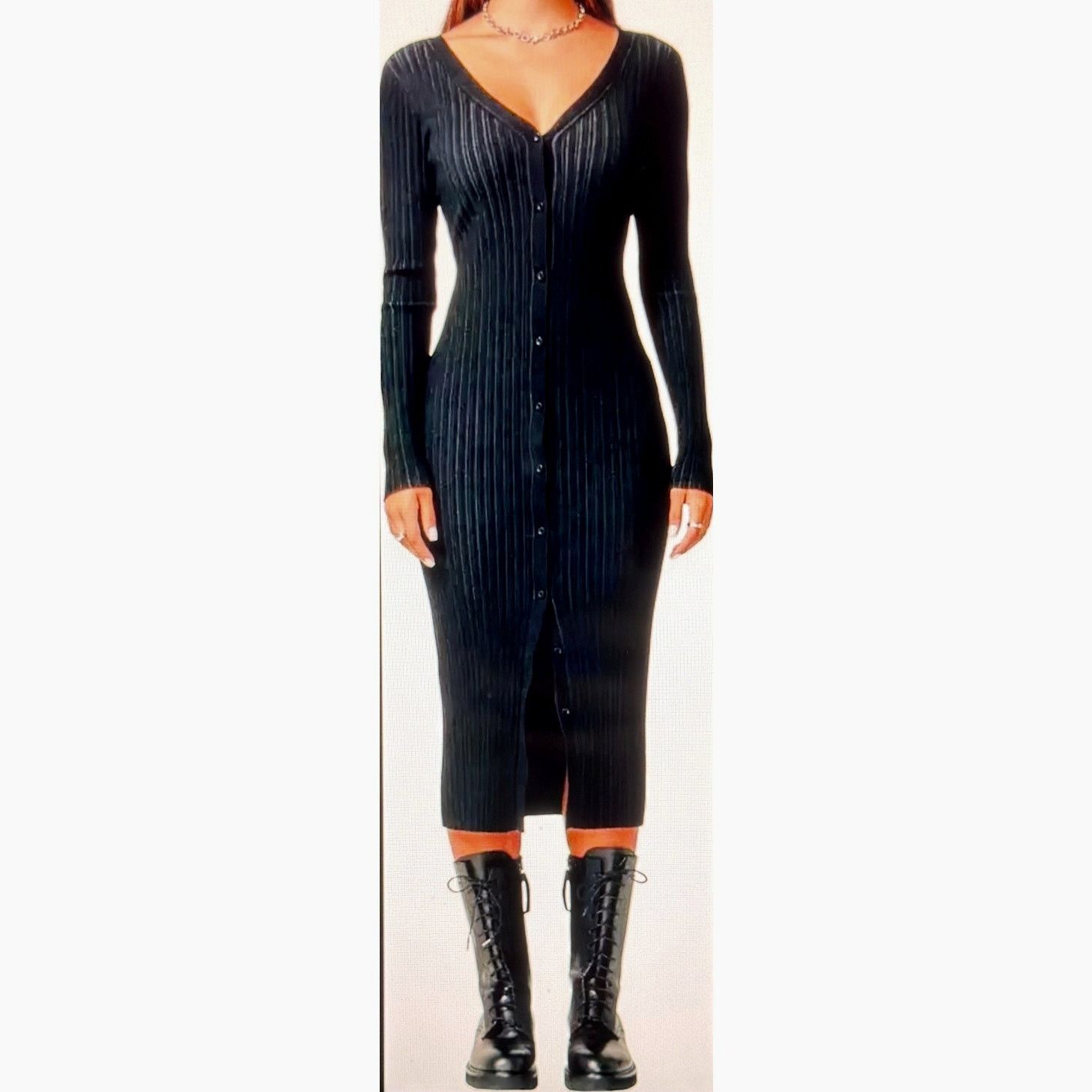 Other LITA By Ciara Rib Cardigan Button Front Midi Dress Black M Size M / US 6-8 / IT 42-44 - 7 Thumbnail