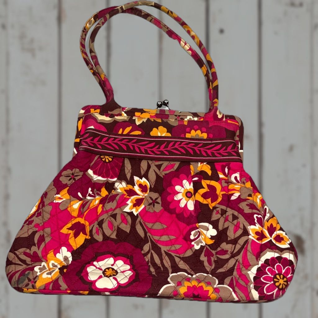 Vera Bradley Vera Bradley Alice Carnaby PURSE Shoulder Bag Womens Floral Quilted Cotton Pink Tan Orange Medium Size ONE SIZE - 1 Thumbnail