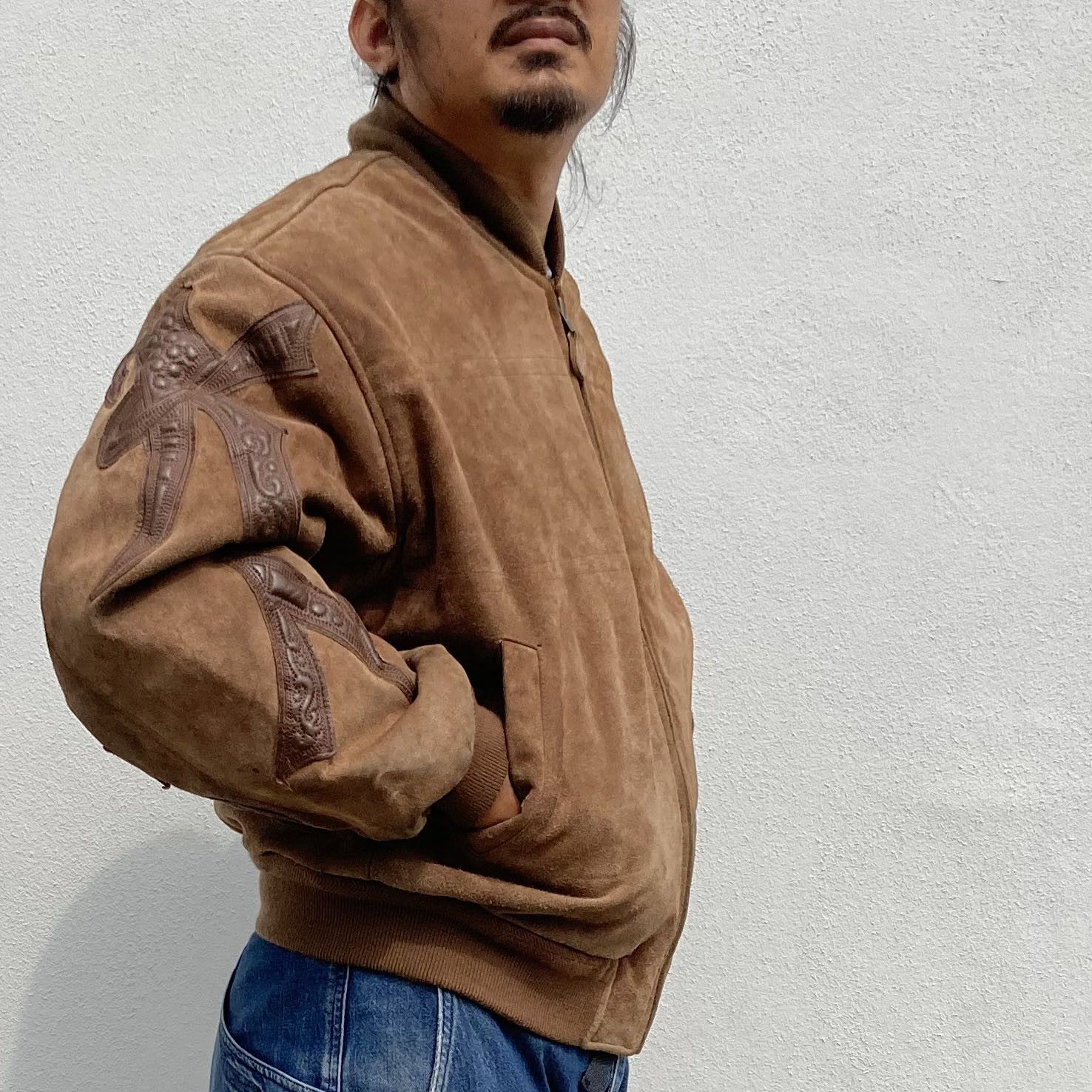Designer × Kansai Yamamoto Kansai MAN Yutaka Nishimura Suede Leather Bomber Jacket Size US M / EU 48-50 / 2 - 4 Thumbnail