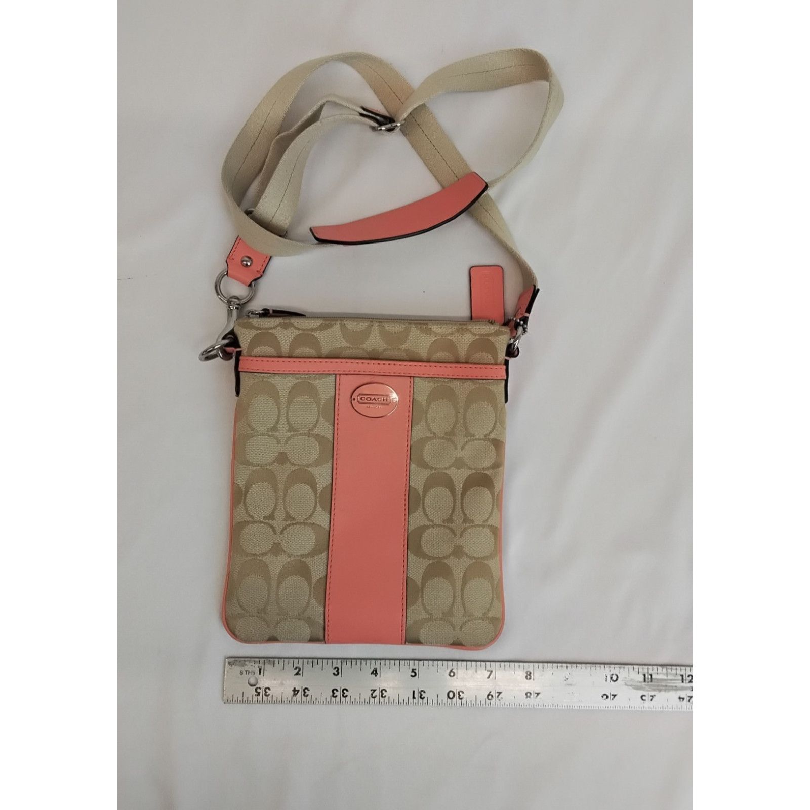 Coach Coach Handbag Signature C Logo Crossbody Khaki & Peach Size ONE SIZE - 10 Thumbnail