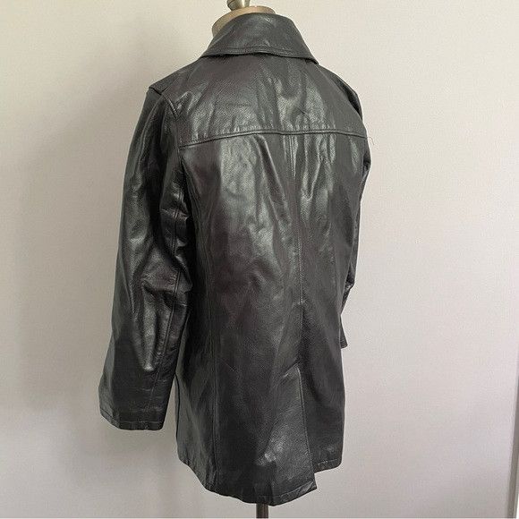 Roots Vintage Roots Black Leather Straight Cut Mid Length Car Coat Size S / US 4 / IT 40 - 9 Thumbnail