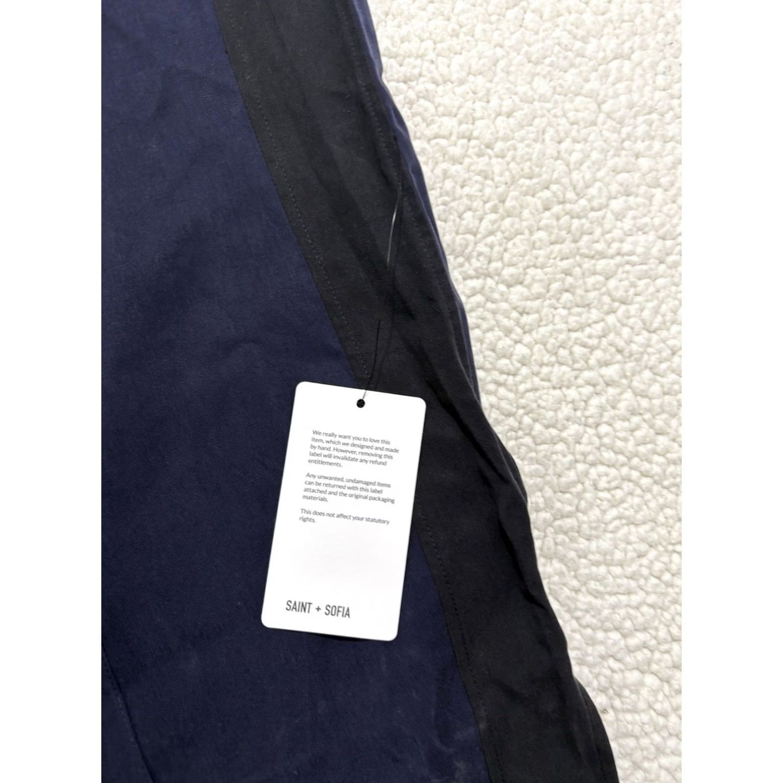 Vintage Saint + Sofia Pants Womens 16 Adaline Wide Leg Pull On Elastic Waist Navy Blue Striped Tencel 30 in Inseam Size 38" / US 16 / IT 52 - 4 Thumbnail