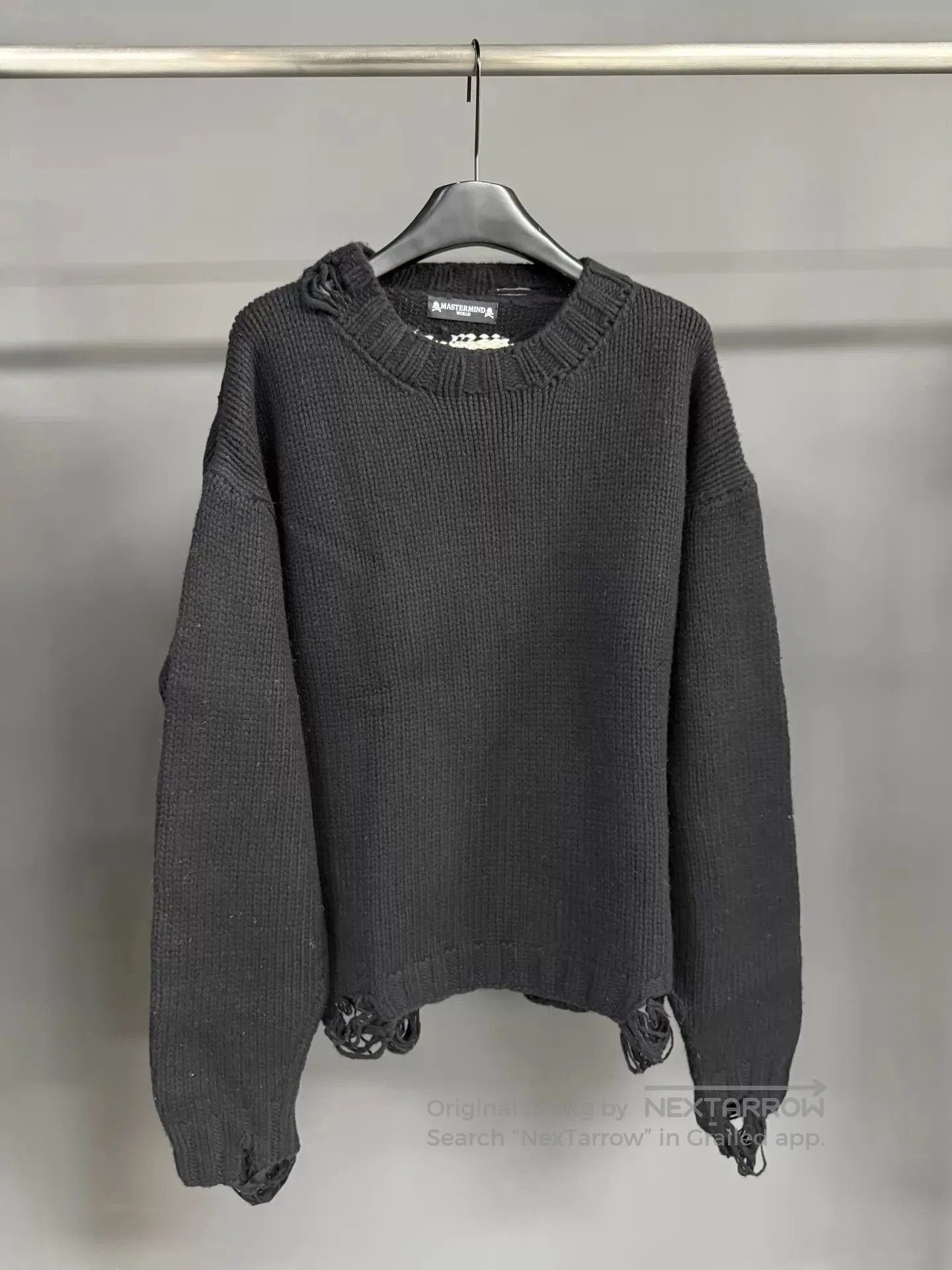 Mastermind Japan Black Distressed Knit Sweater. Size US S / EU 44-46 / 1 - 1 Thumbnail