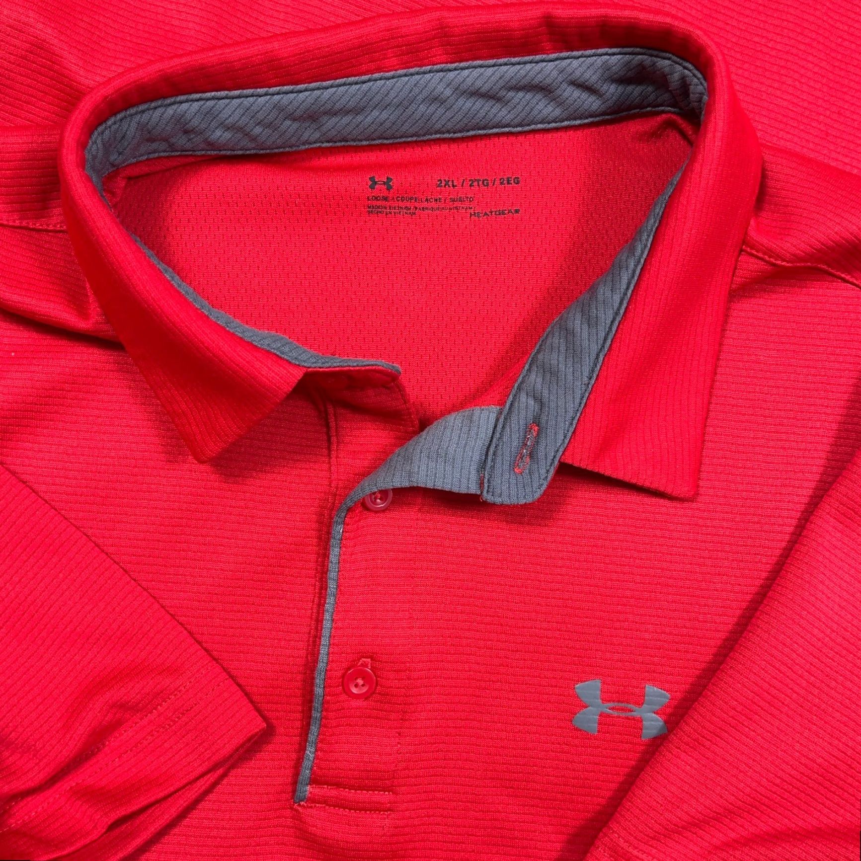 Under Armour Under Armour Polo Shirt Men 2XL Red Gray Heat Gear Performance Shirt Polo Used Mens Short Sleeve Solid Logo Size US XXL / EU 58 / 5 - 2 Thumbnail