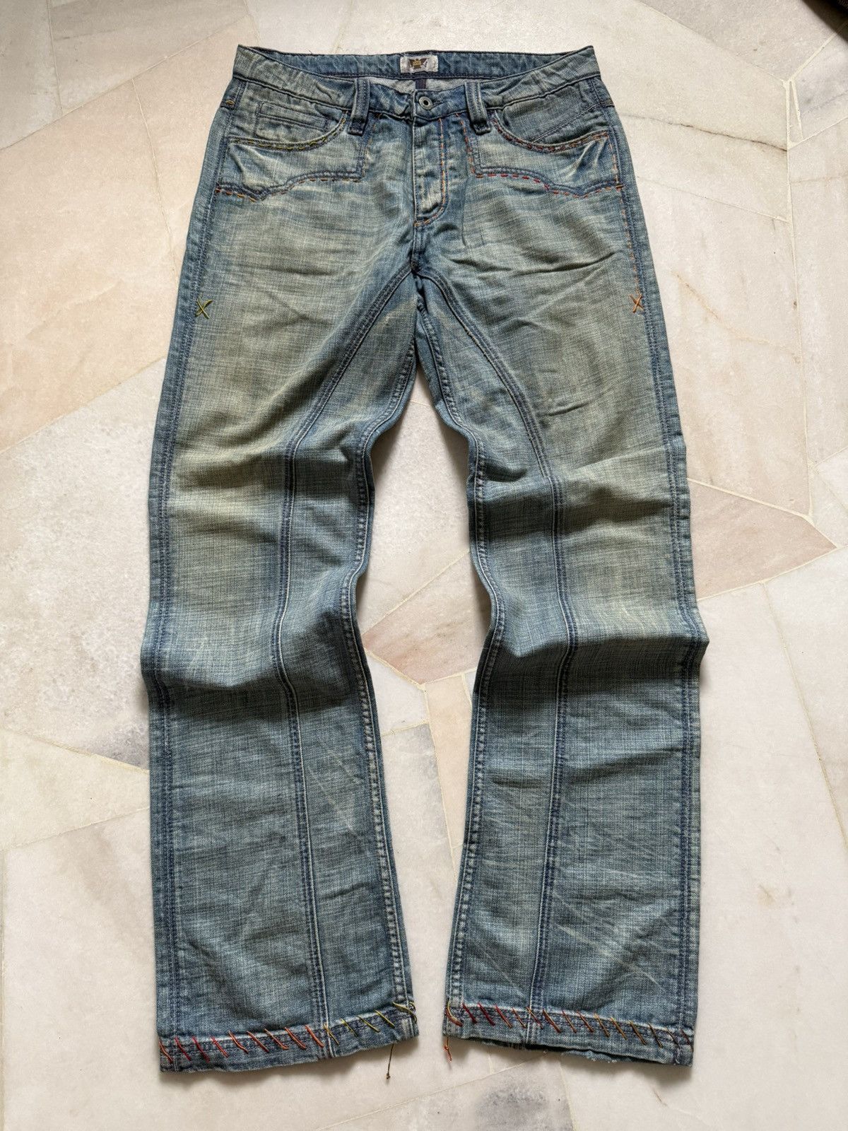 Japanese Brand Vintage 90s antik Denim Usa Flare jeans Size US 32 / EU 48 - 1 Thumbnail