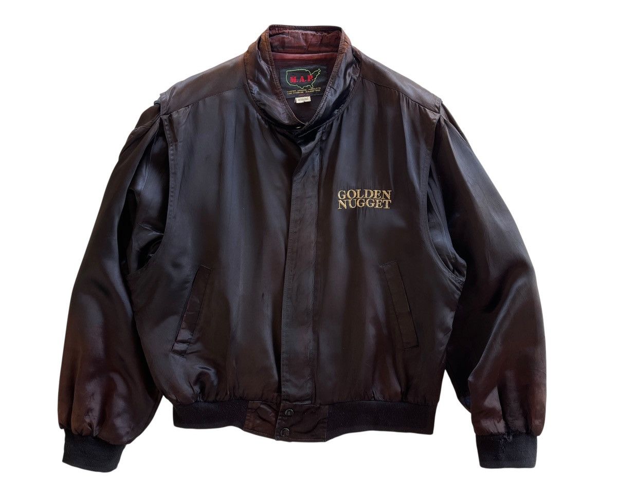 Vintage 80s Golden Nugget Satin Bomber Jacket Size US L / EU 52-54 / 3 - 2 Thumbnail