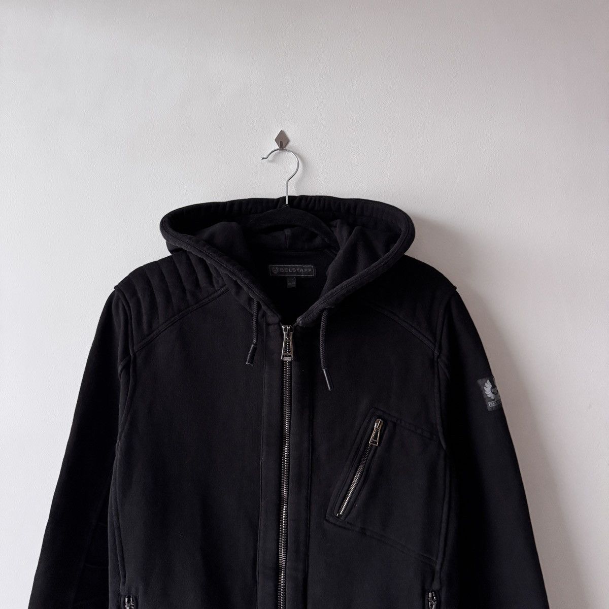 Belstaff Belstaff Black Biker-Style Hoodie Zip-Up Sweatshirt Size US M / EU 48-50 / 2 - 2 Thumbnail