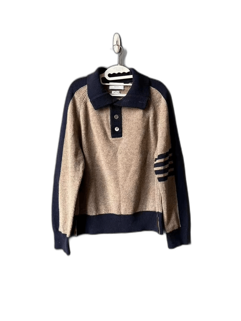 Thom Browne Brown Color-block Wool Knit Polo Sweater Size S / US 4 / IT 40 - 1 Thumbnail