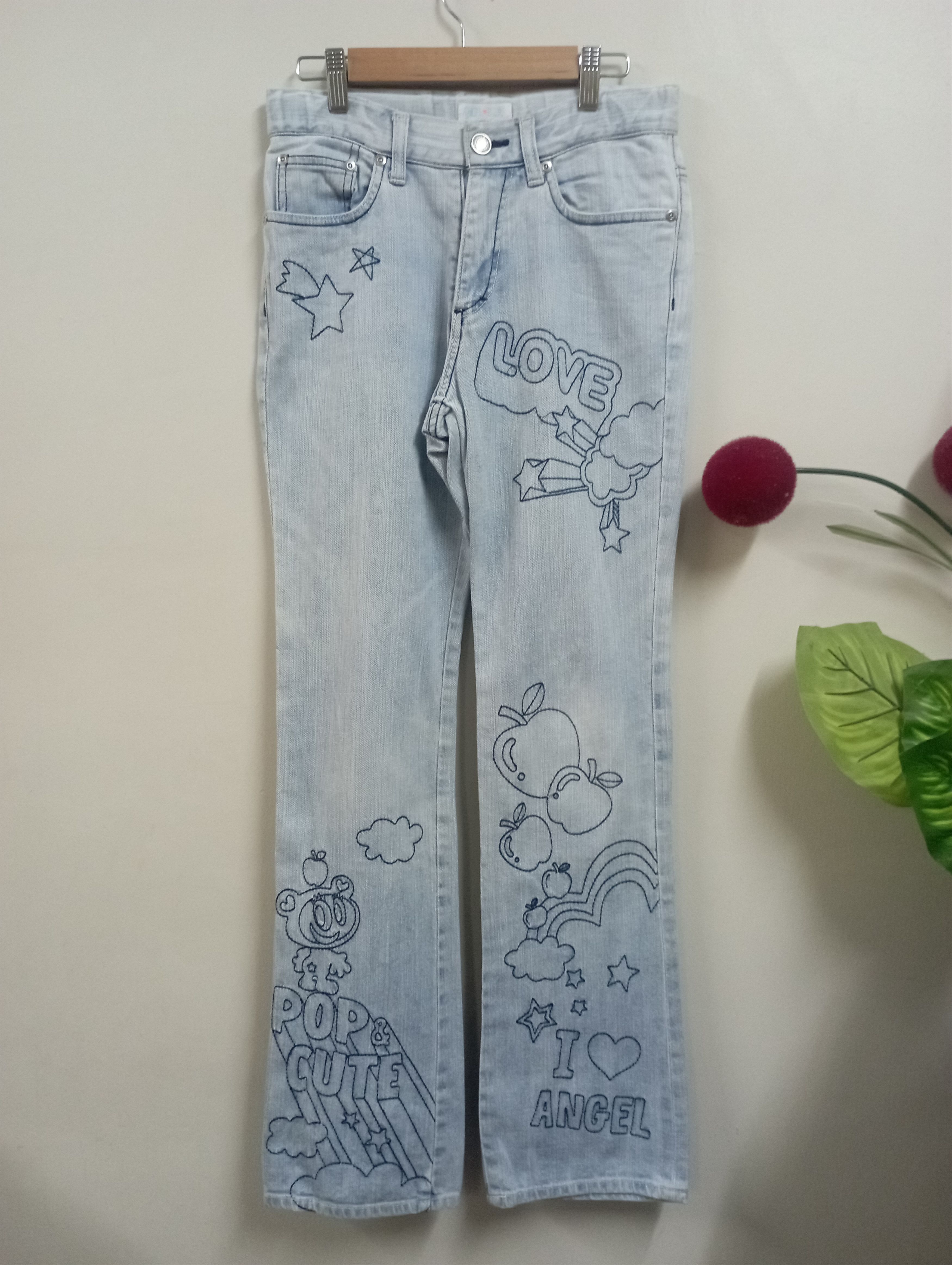 Angel Blue Vintage Embroidered Pop & Cute Angel Blue Jeans Size US 28 / EU 44 - 1 Thumbnail