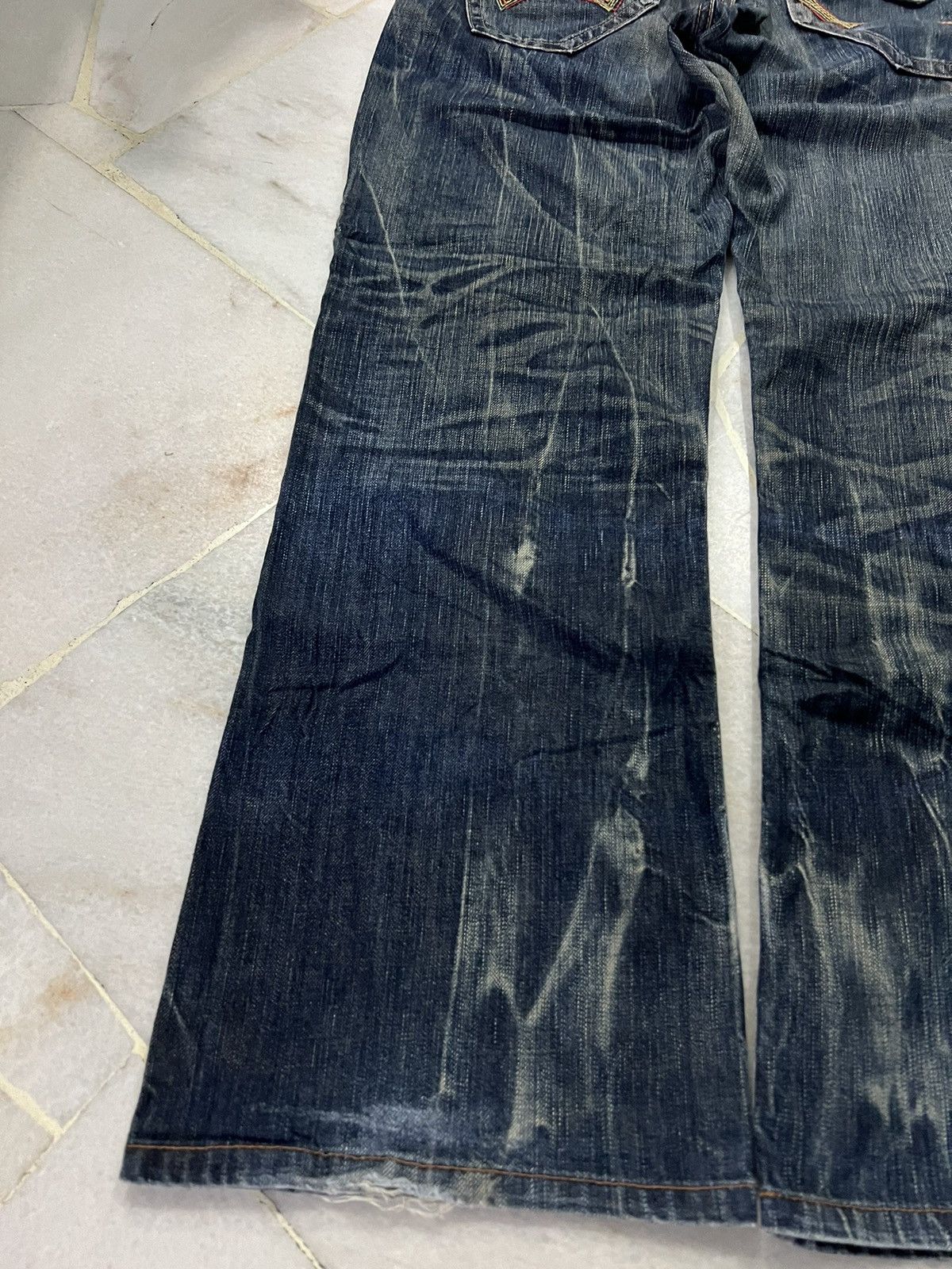 Edwin × If Six Was Nine × Le Grande Bleu (L.G.B.) 💥FLARE💥VINTAGE EDWIN 503 BLUE TRIP FLARE JEANS RARE Size US 32 / EU 48 - 8 Thumbnail