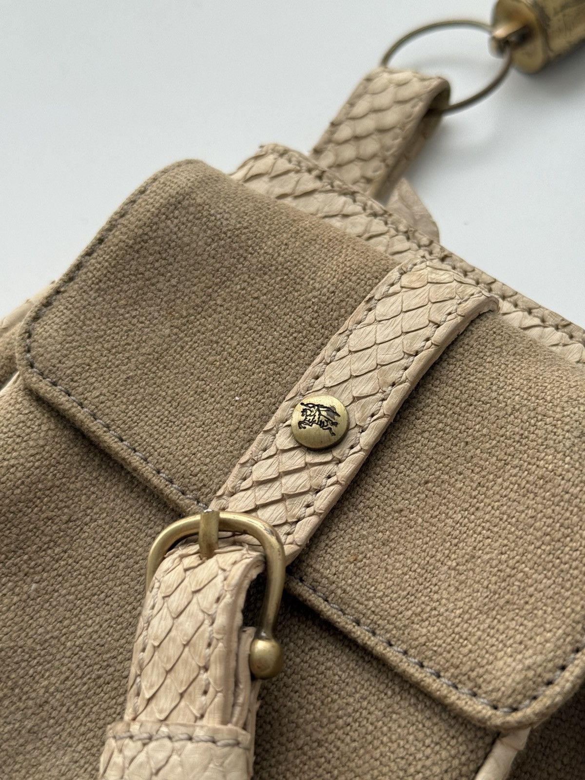 Burberry Prorsum Burberry Prorsum Python-Style Leather Canvas Shoulder Bag Size ONE SIZE - 6 Thumbnail