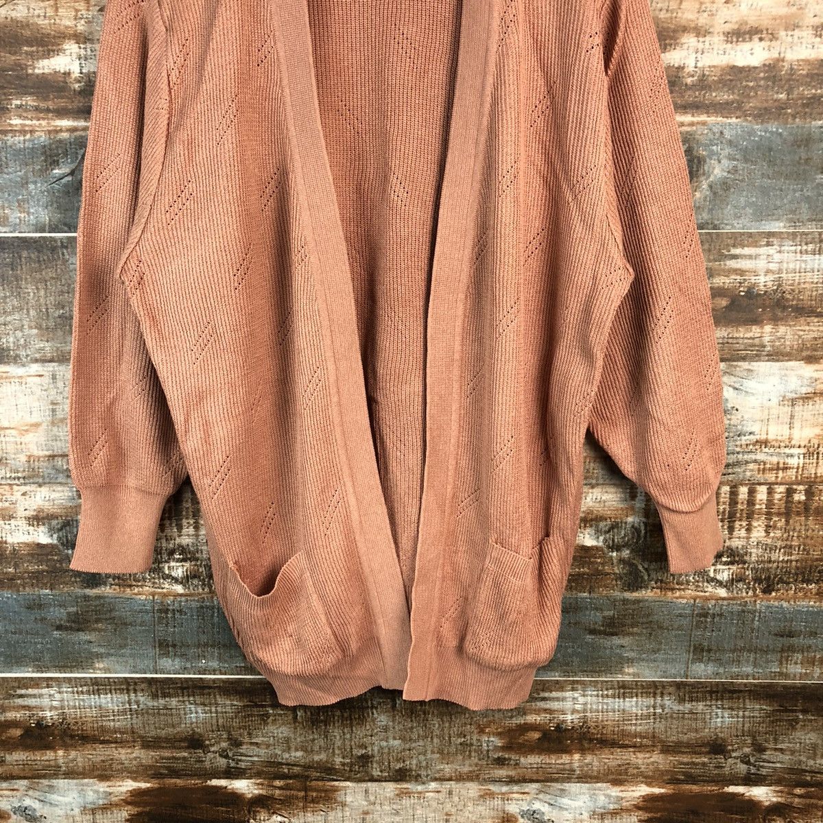 Homespun Knitwear DL Japanese Brand Orange Cardigan Knitweaer #C483 Size XL / US 12-14 / IT 48-50 - 3 Thumbnail
