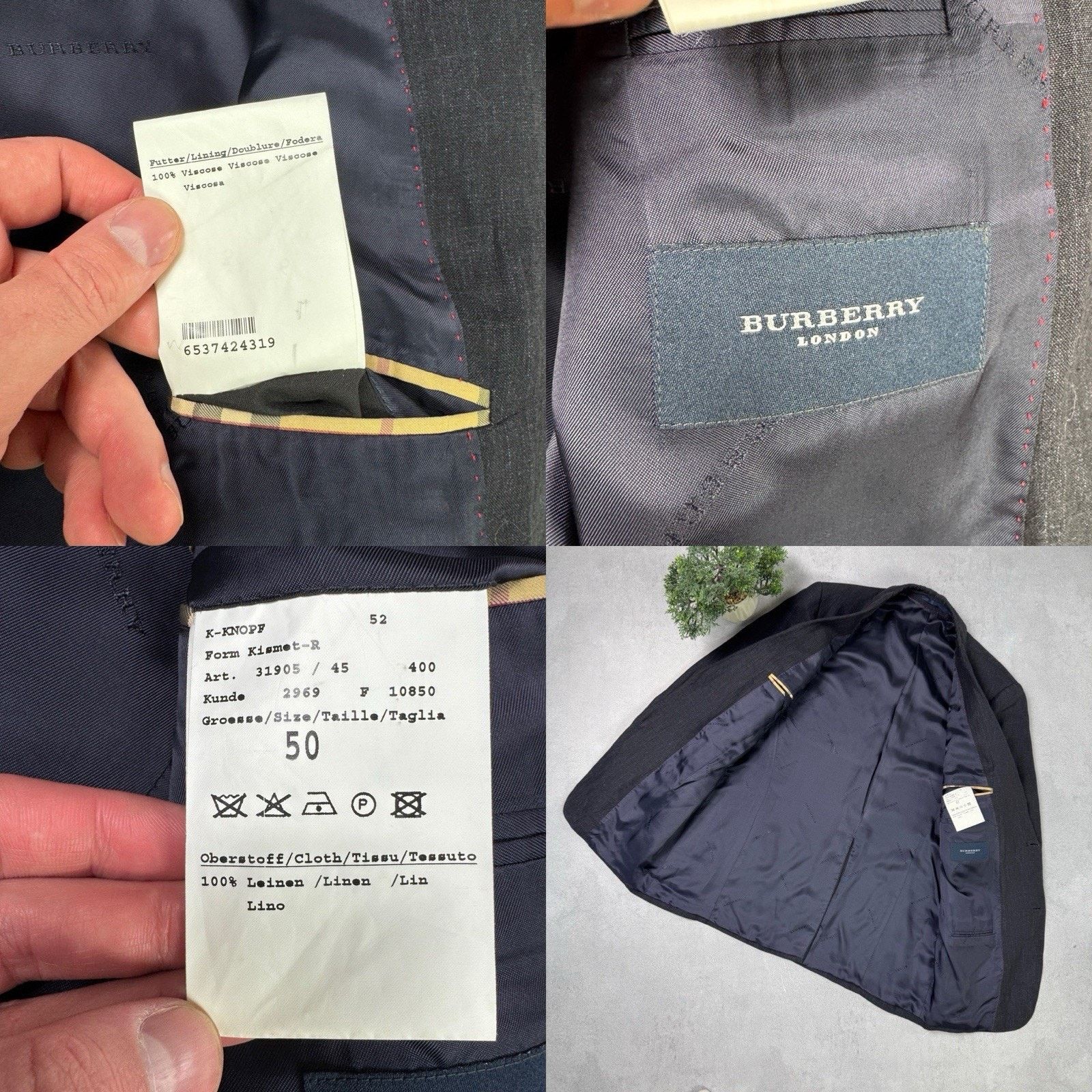Burberry Burberry Men Linen Blazer Size 50 Black Size 40R - 21 Thumbnail