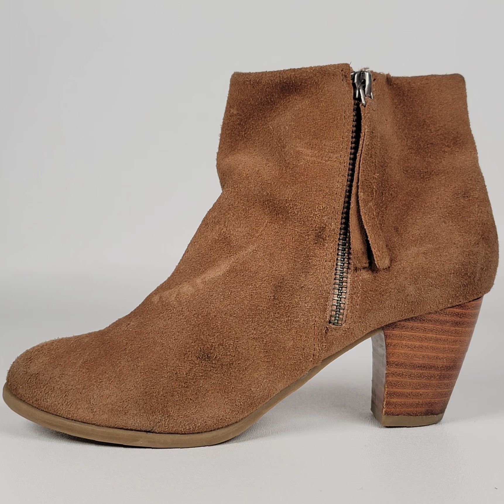 Camel Bass Women's Bridget Boots Size 6 Tan Camel Suede Block Heel Boho Comfy Bootie Size US 6 / IT 36 - 6 Thumbnail