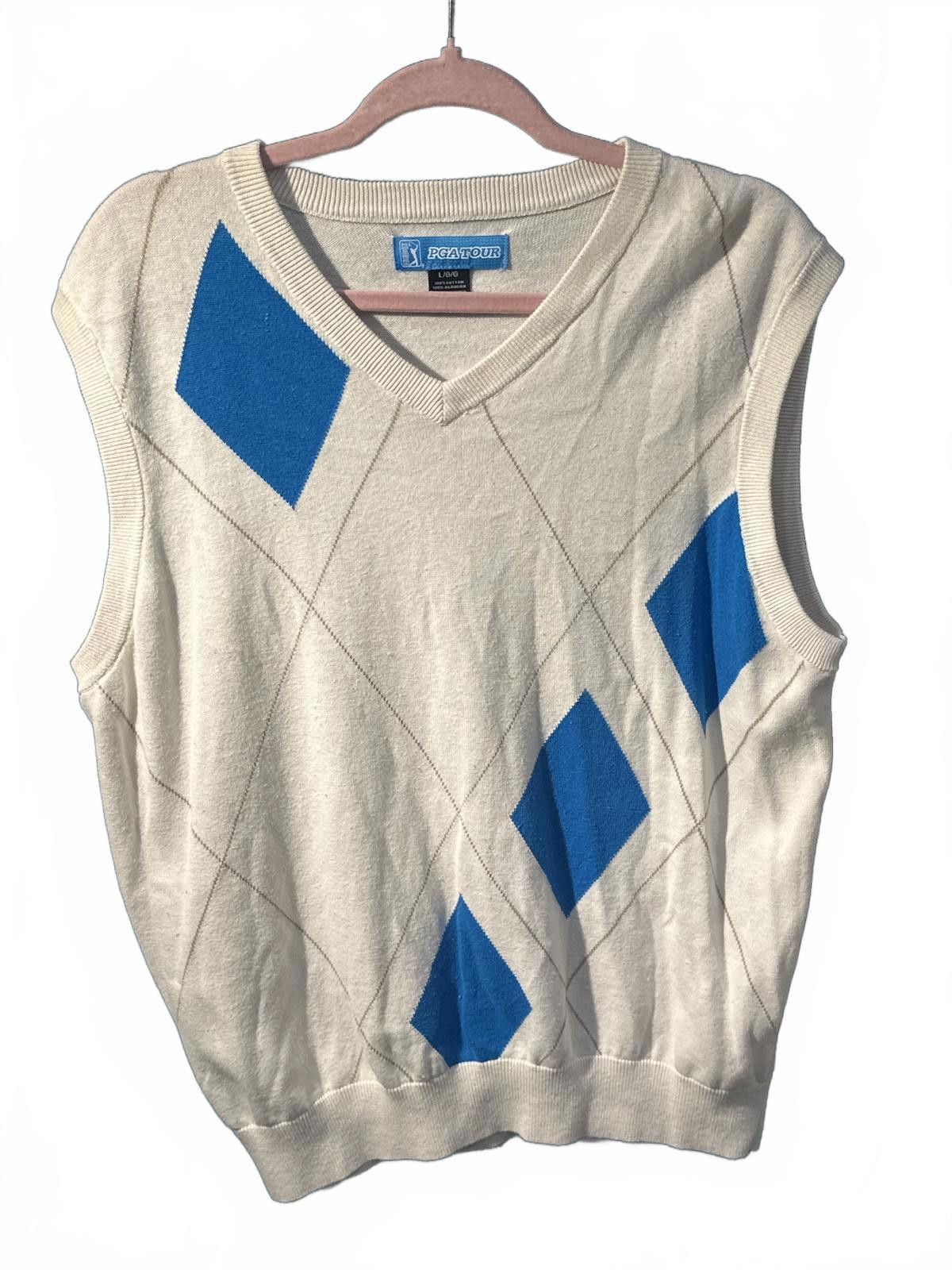 PGA Tour Men's PGA Tour Cotton V-Neck Argyle Sweater Vest Size US L / EU 52-54 / 3 - 1 Thumbnail