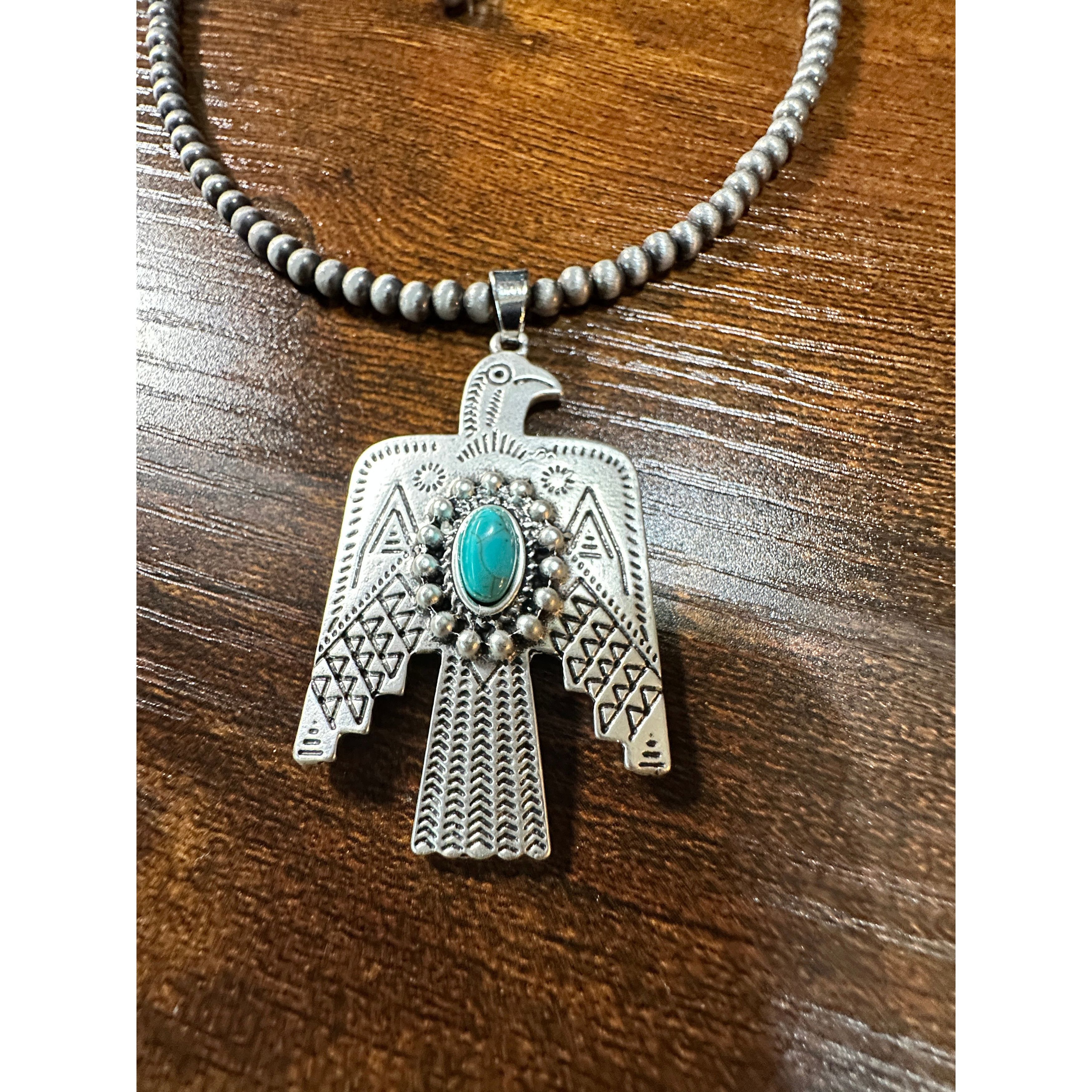 Other Navajo Thunderbird Turquoise Beaded Necklace, Native America Size ONE SIZE - 2 Thumbnail