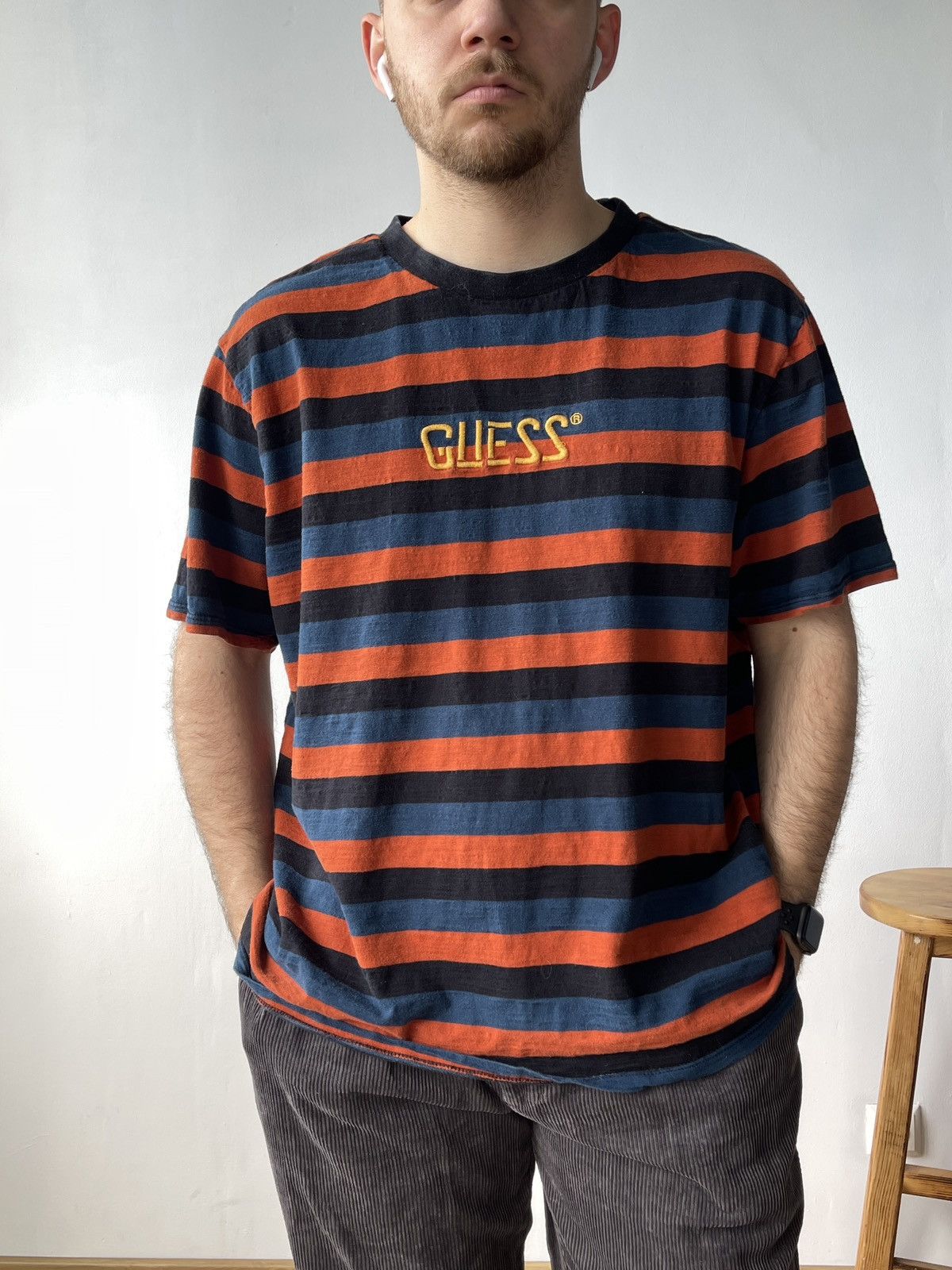 Guess × Vintage VINTAGE GUESS USA STRIPED T SHIRT L Size US L / EU 52-54 / 3 - 1 Thumbnail
