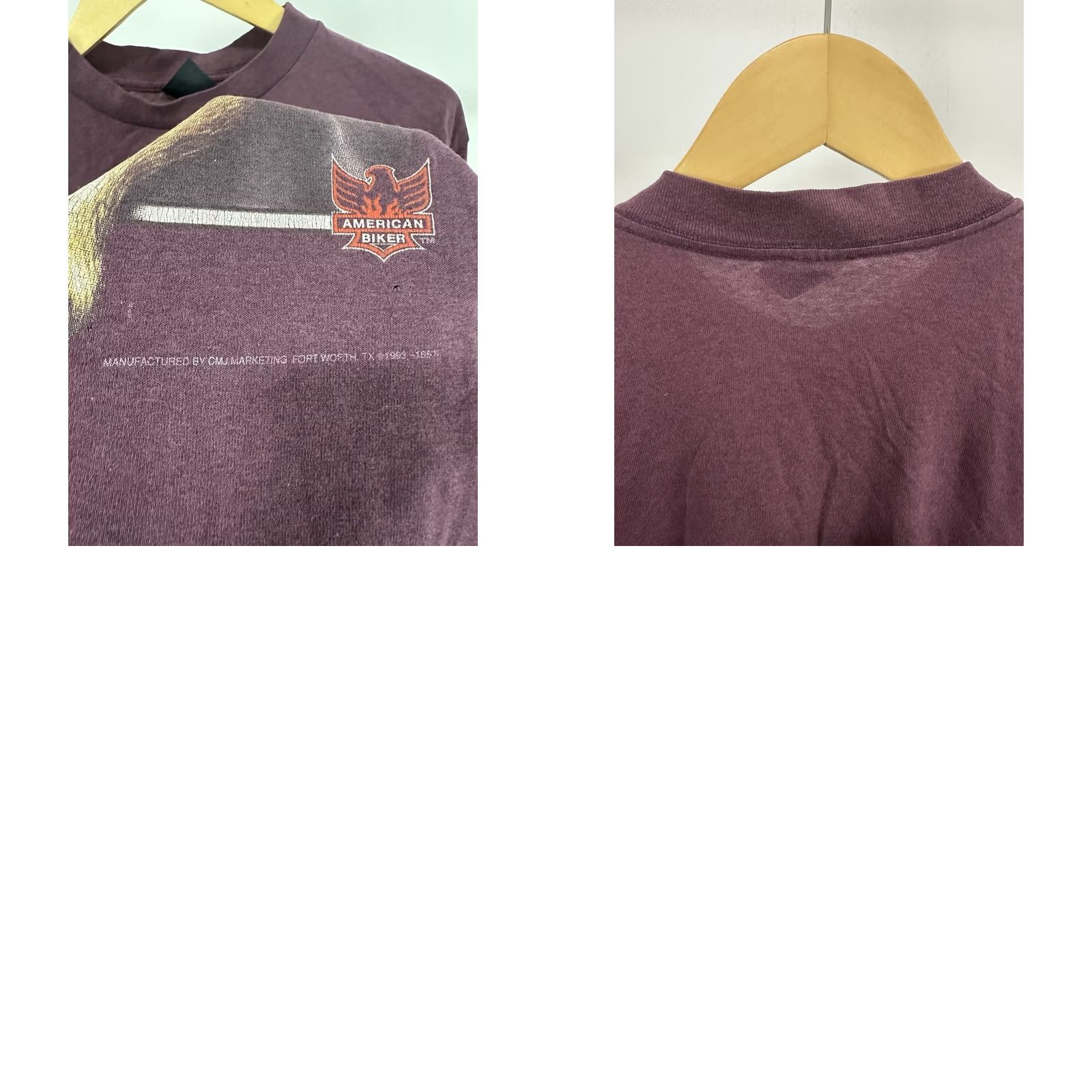 Vintage VTG 3D Emblem Leader Of The Pack Alpha Wolf Biker T-Shirt L Burgundy Mens Short Sleeve 50/50 Distressed Size US L / EU 52-54 / 3 - 8 Thumbnail