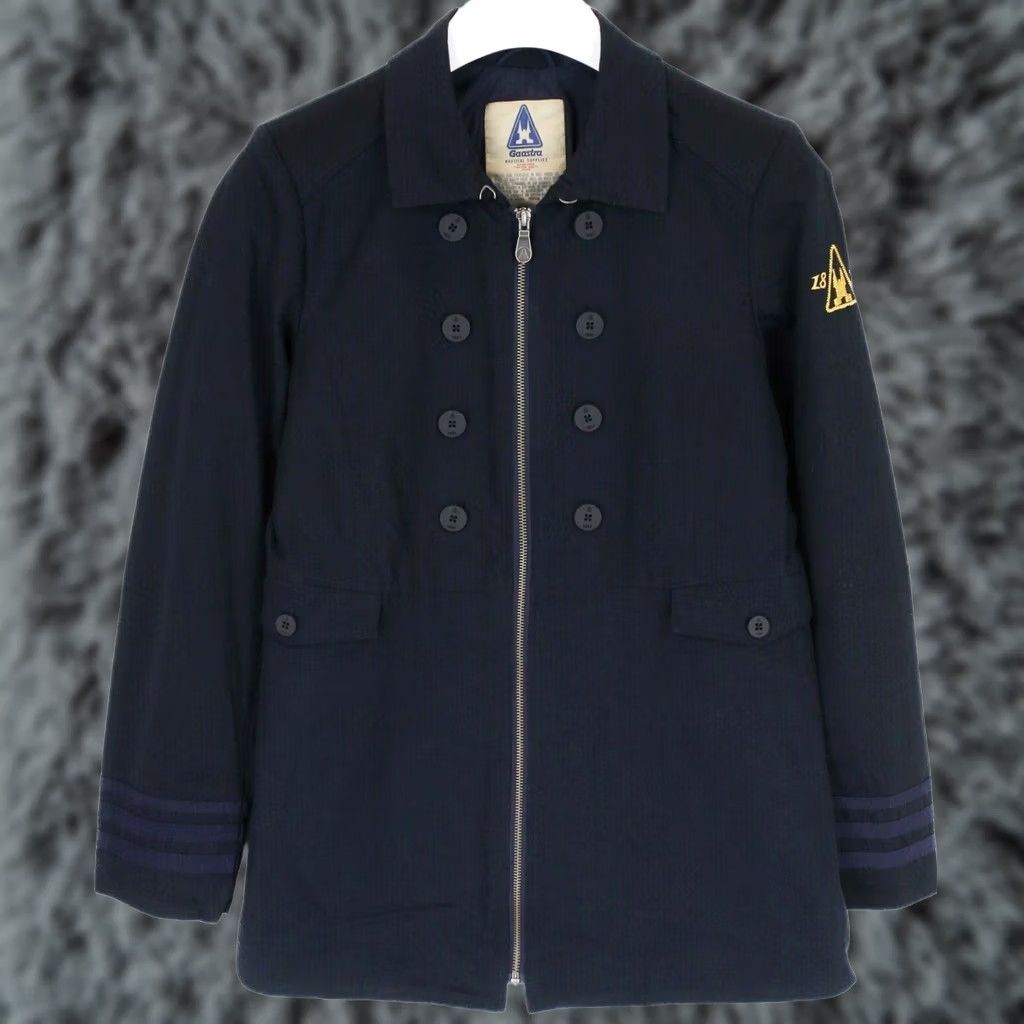 Doublet Gaastra Coat Women's Large Thin Navy Double Breasted Zip Trench Size L / US 10 / IT 46 - 1 Thumbnail