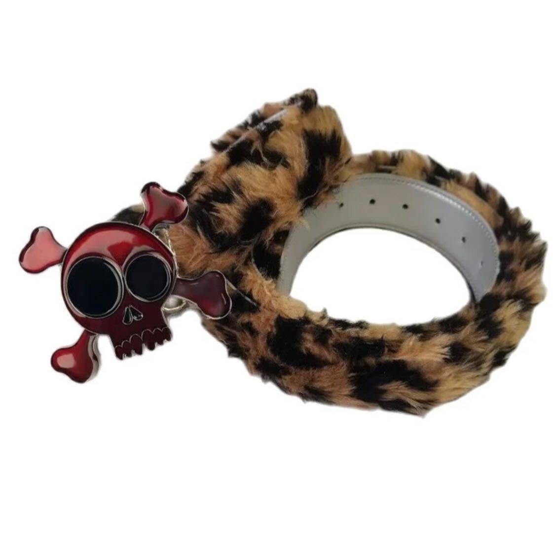 Japanese Brand Skull Faux Fur Leopard Belt Size ONE SIZE - 1 Preview