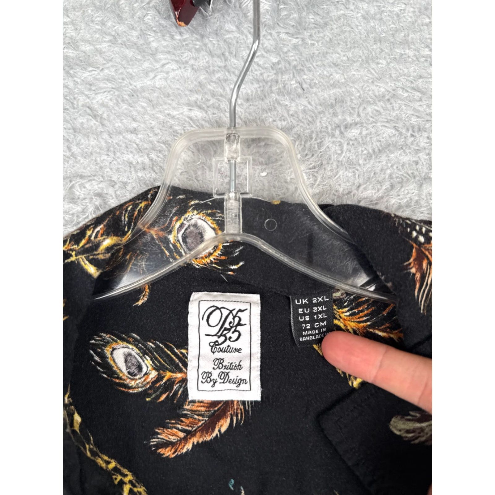 Vintage VINTAGE 185 Couture Shirt Men 1XL Black Floral Feathers AOP Hawaiian Button Cotton Read Size US XL / EU 56 / 4 - 6 Thumbnail