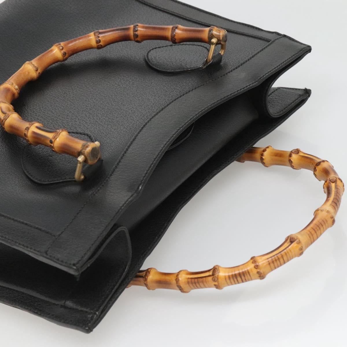 Gucci GUCCI Bamboo Hand Bag Leather Black Gold 002 1095 002 1095 Size ONE SIZE - 6 Thumbnail