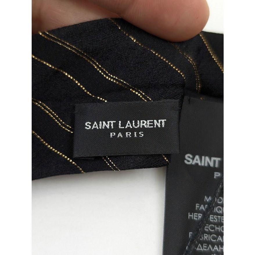 Saint Laurent Paris o1rshd1 Q:2 / Size: OS / Scarf Noeud Lavallie in Black/Gold Size ONE SIZE - 14 Thumbnail