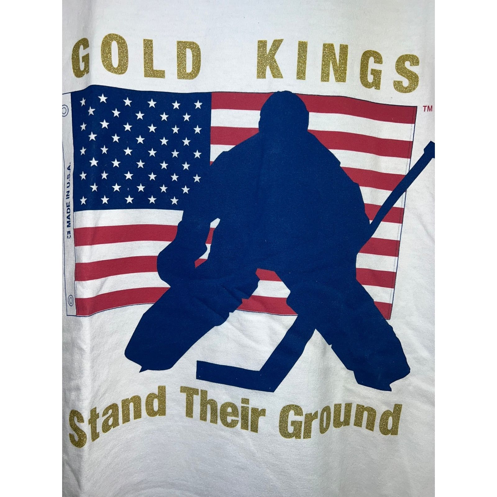 Gildan Vintage Gold Kings Shirt Hockey Stand Their Ground Tee 90s L Size US L / EU 52-54 / 3 - 2 Thumbnail