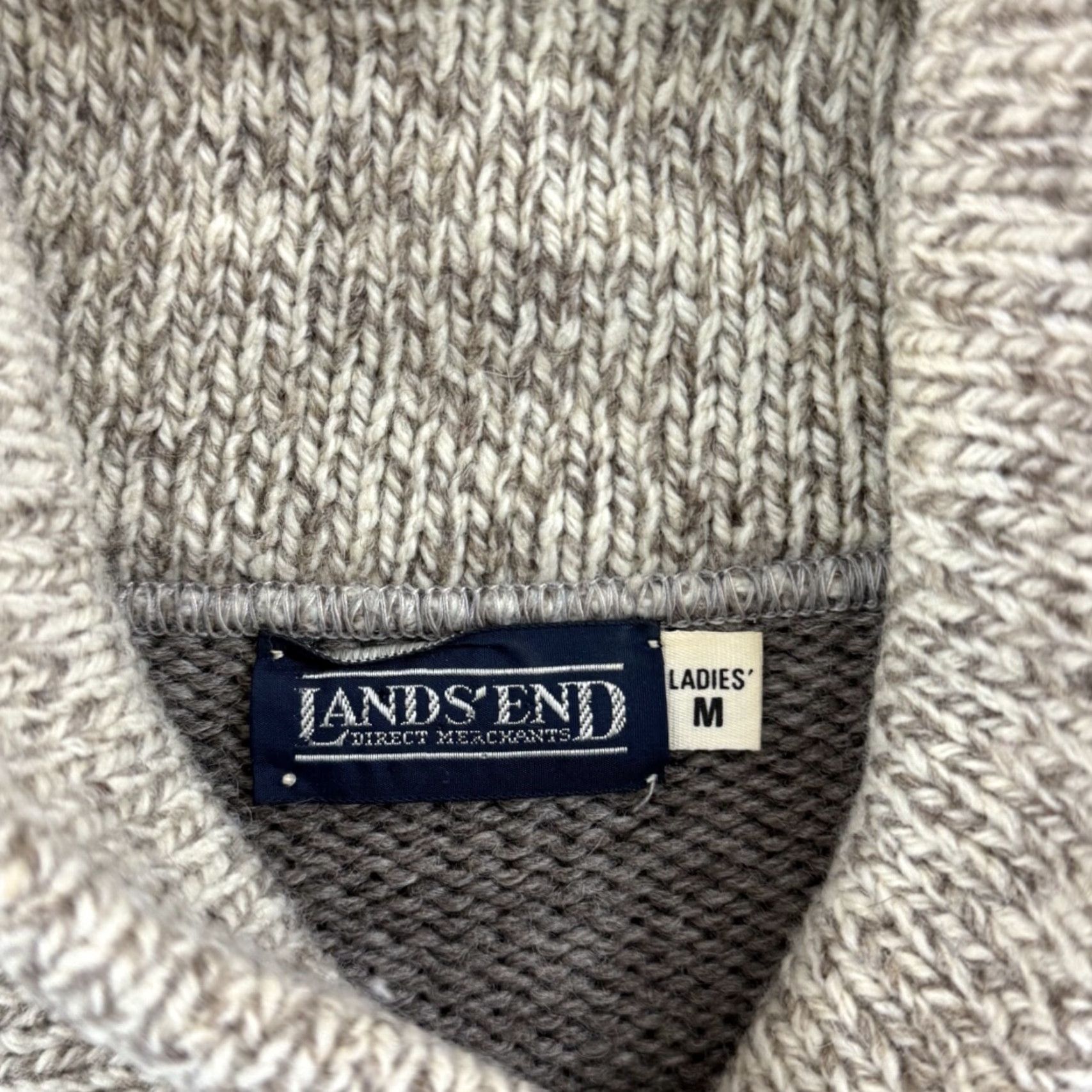 Lands' End VINTAGE Lands' End Sweater Womens Medium Gray 90s Long Sleeve Shawl Collar Wool Pullover Knits Size M / US 6-8 / IT 42-44 - 6 Thumbnail