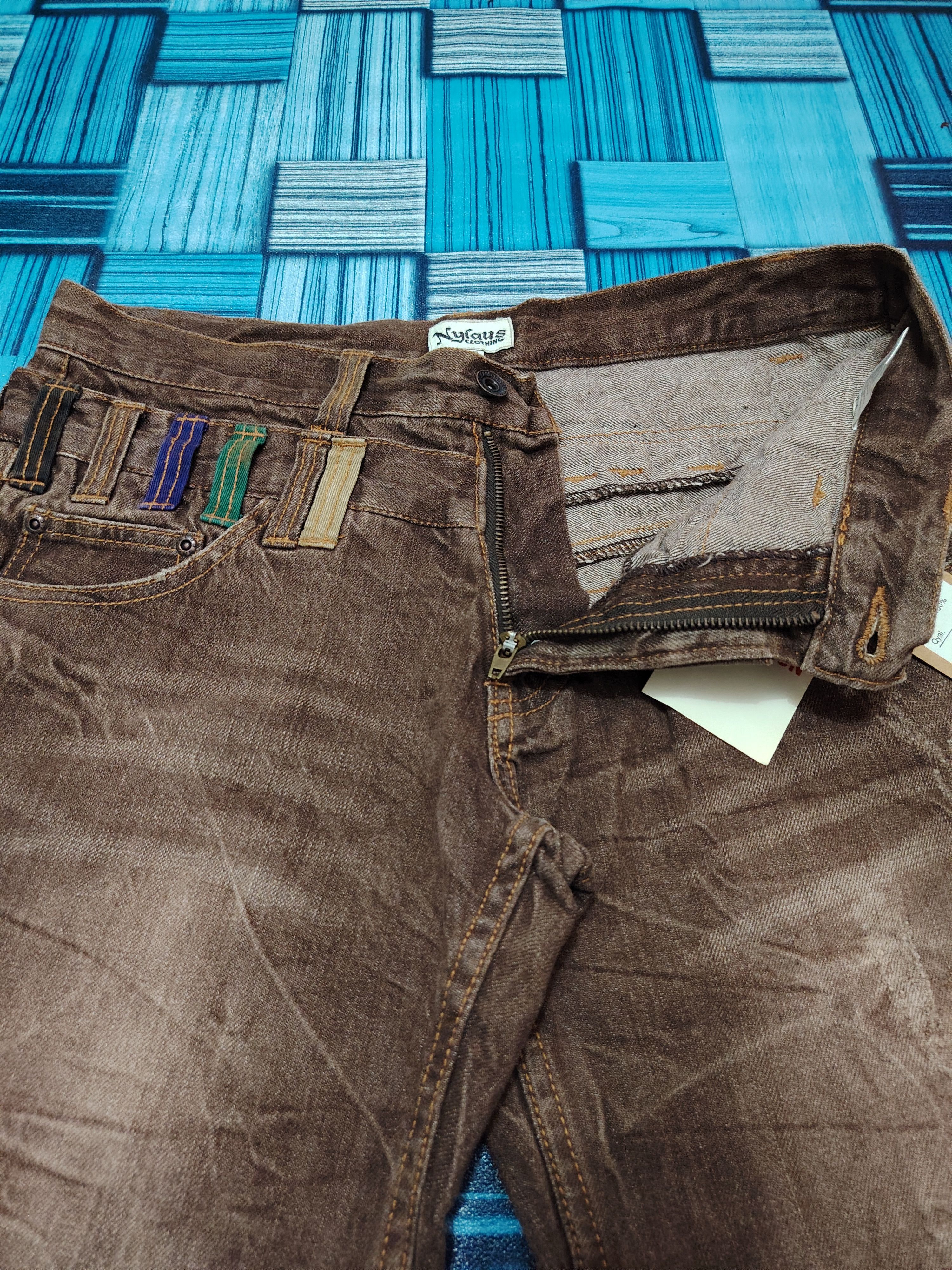 Who Decides War Rare Japanese Brown Nylaus Double waist Flared Jeans Size US 32 / EU 48 - 10 Thumbnail