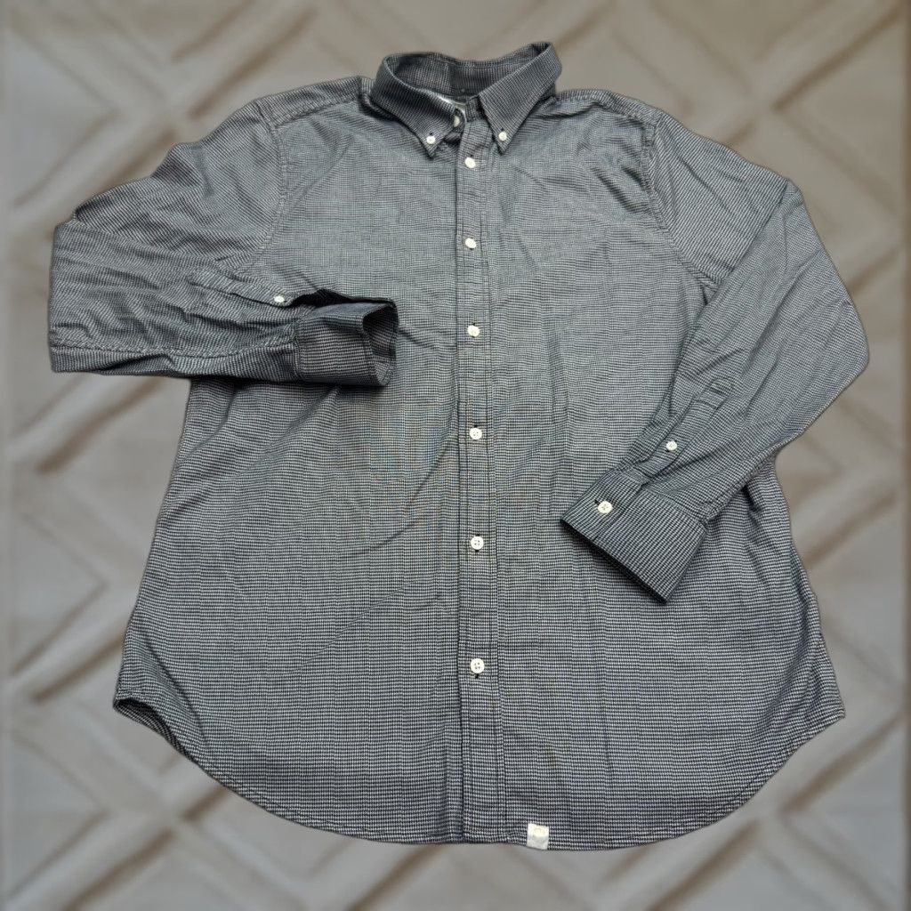 Vintage Five Four Houndstooth Button-Up Shirt Mens Large Black White Casual Regular Fit Size US L / EU 52-54 / 3 - 1 Thumbnail