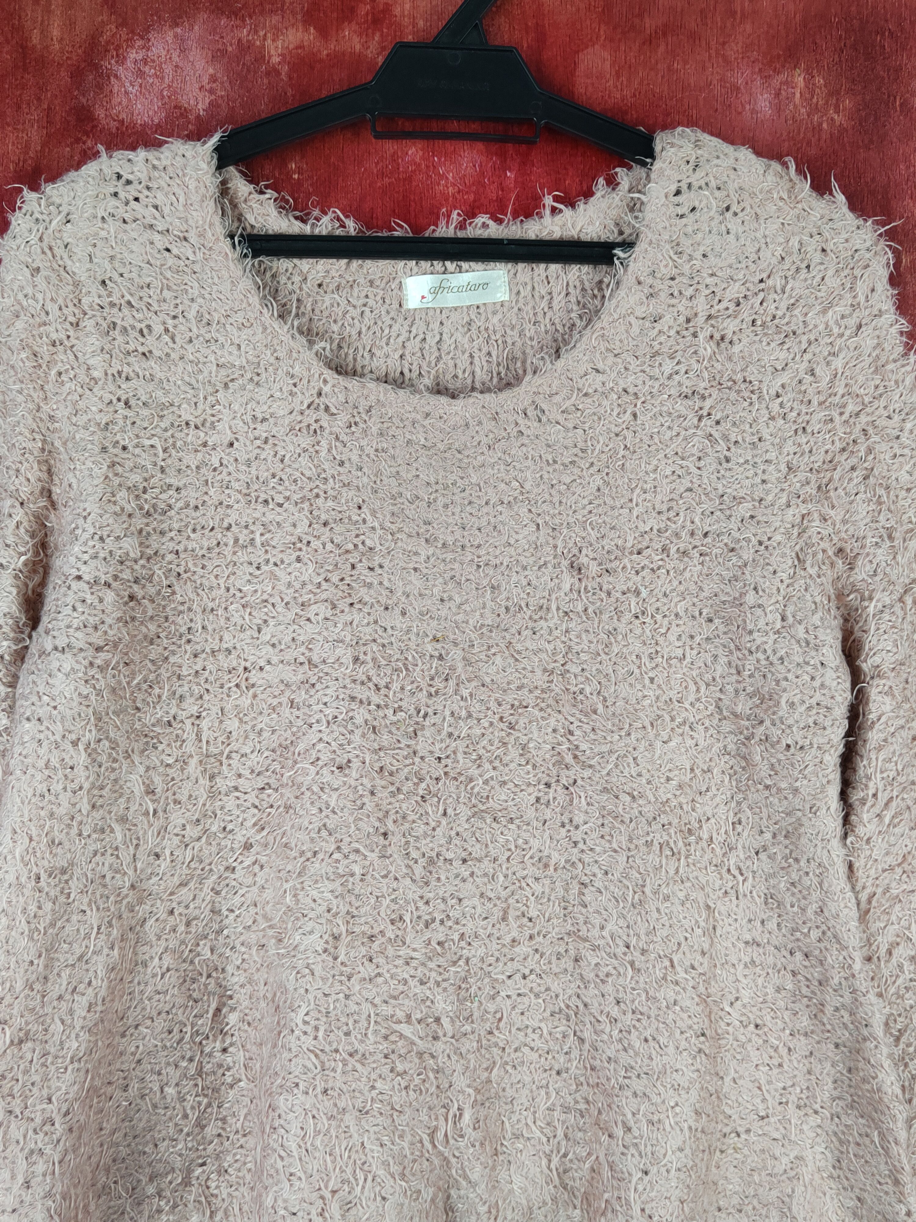Homespun Knitwear Africataro Peach Shag Shaggy Fur Mohair Knitwear #S1889 Size S / US 4 / IT 40 - 2 Thumbnail