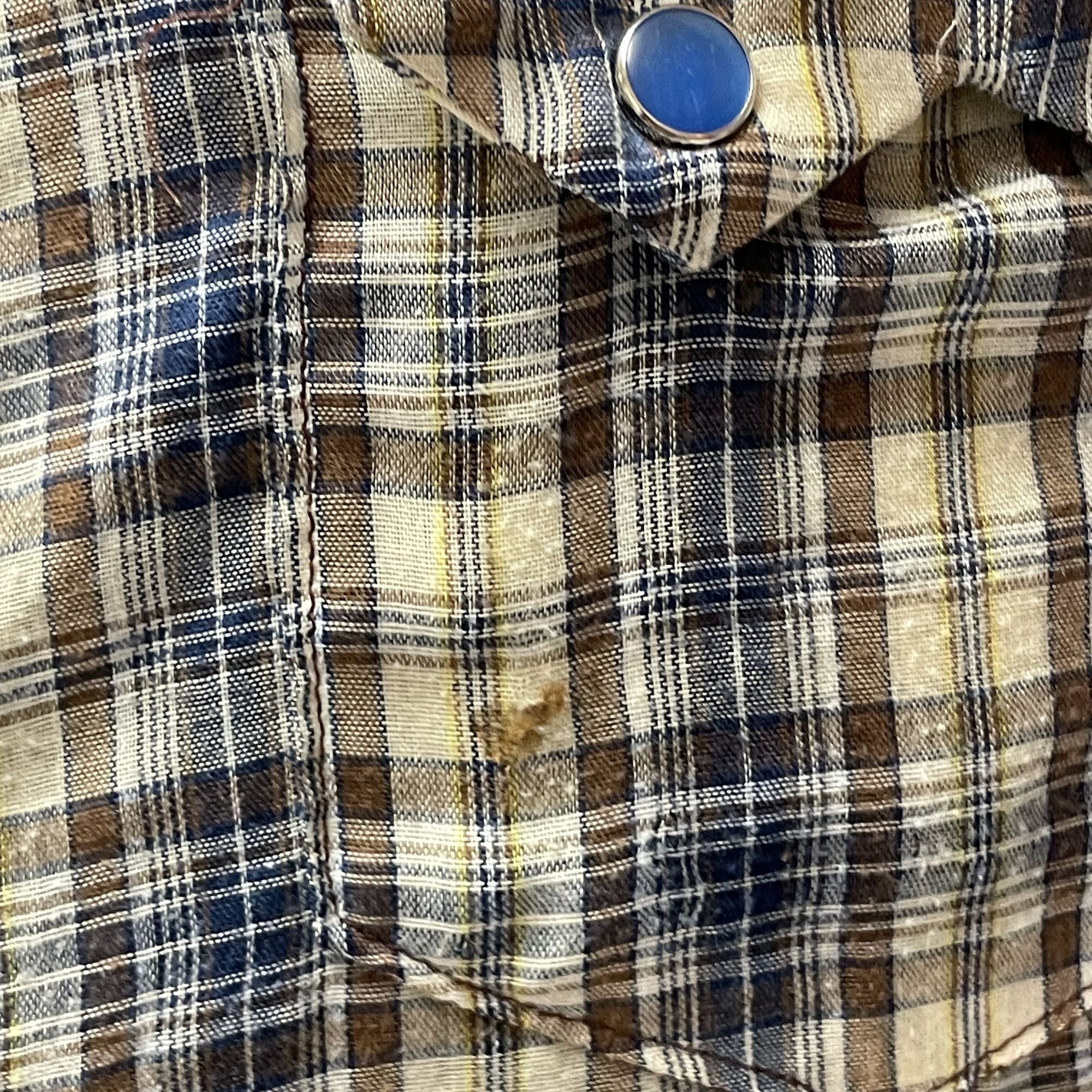 Other Vtg Blue Brown Plaid ROCKABILLY Cowboy SAWTOOTH Shirt Size US L / EU 52-54 / 3 - 7 Thumbnail