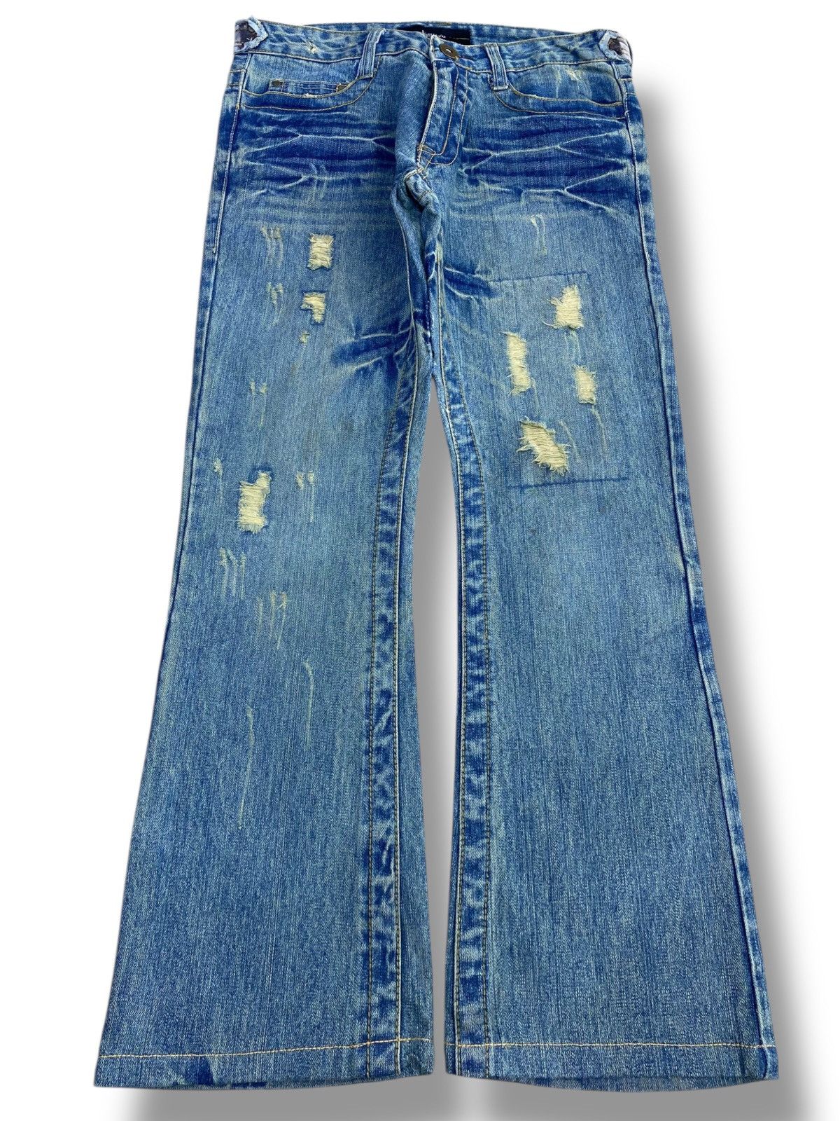Japanese Brand Japanese Brand Acid Wash Distressed Straight Cut Leg Size US 33 - 1 Thumbnail