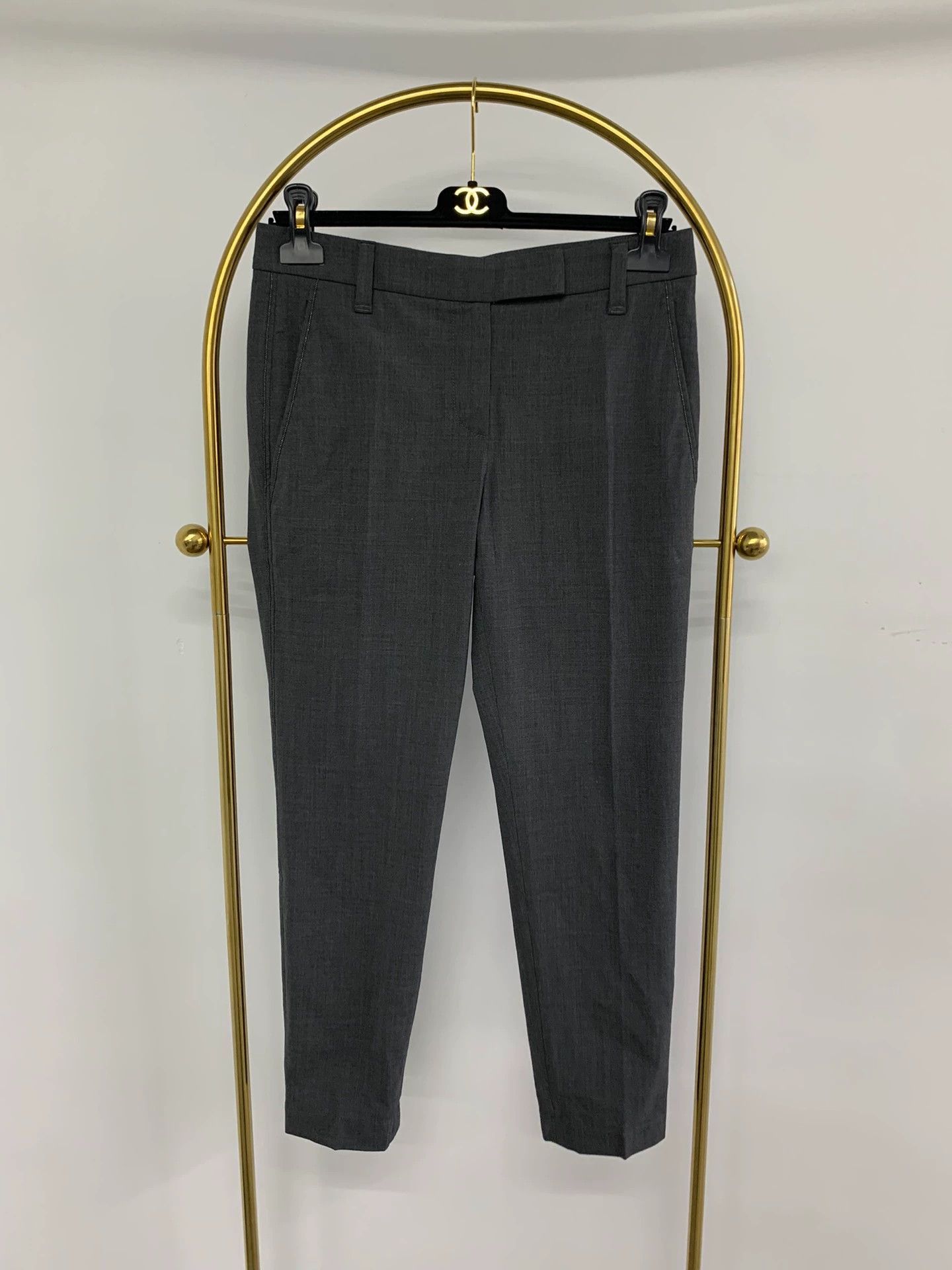 Brunello Cucinelli Gray Beaded Trousers - dmc