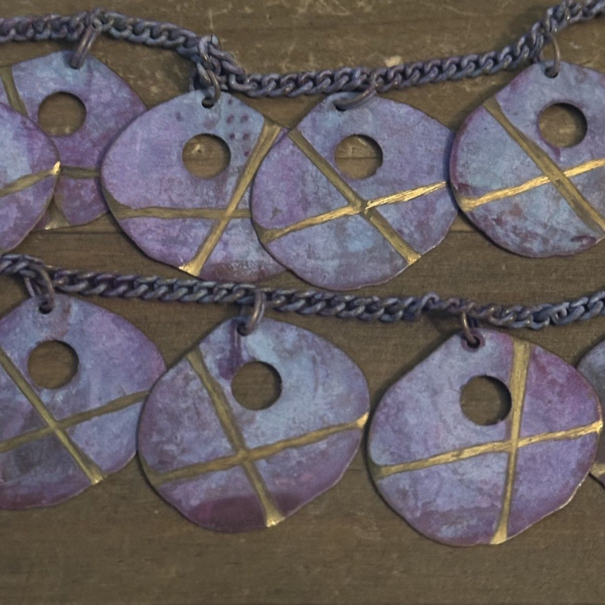 Vintage Vintage multi chain layered purple dangle discs necklace Size ONE SIZE - 3 Thumbnail