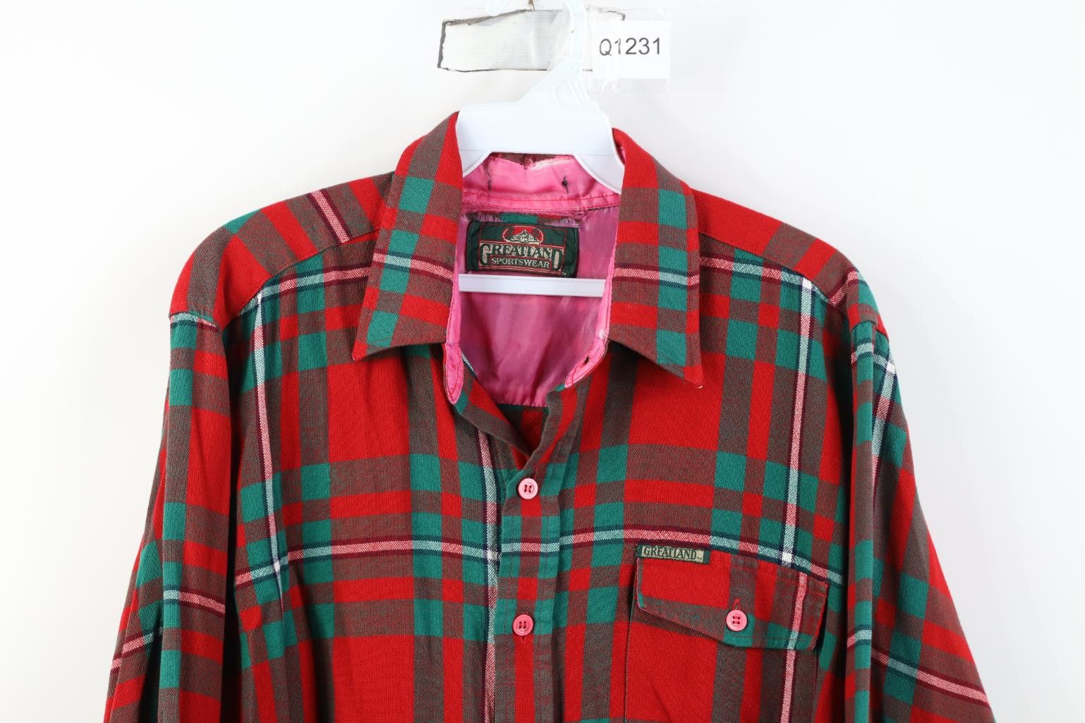 Vintage Vintage 70s 80s Streetwear Knit Collared Button Shirt Plaid Size US L / EU 52-54 / 3 - 2 Thumbnail
