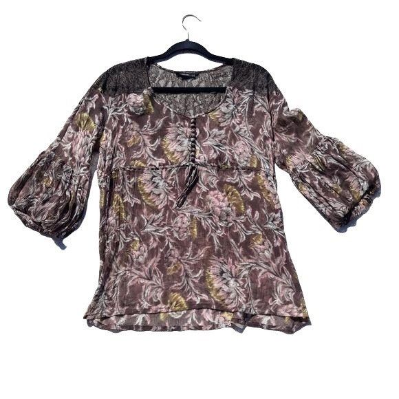 Bcbgmaxazria Y2K BCBGMaxAzria Silk Baby Doll Top Blouse Sz S Brown Sheer Size S / US 4 / IT 40 - 13 Thumbnail