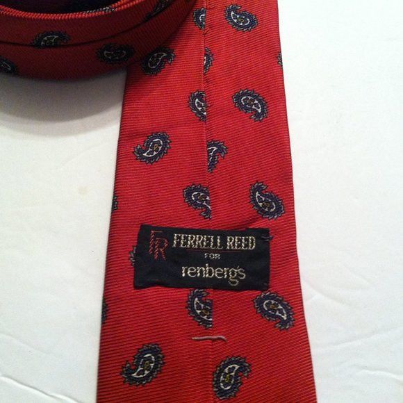 Other FERRELL REED MEN'S RED SILK CLASSIC TIE WIDTH: 3 1/4" Size ONE SIZE - 2 Thumbnail