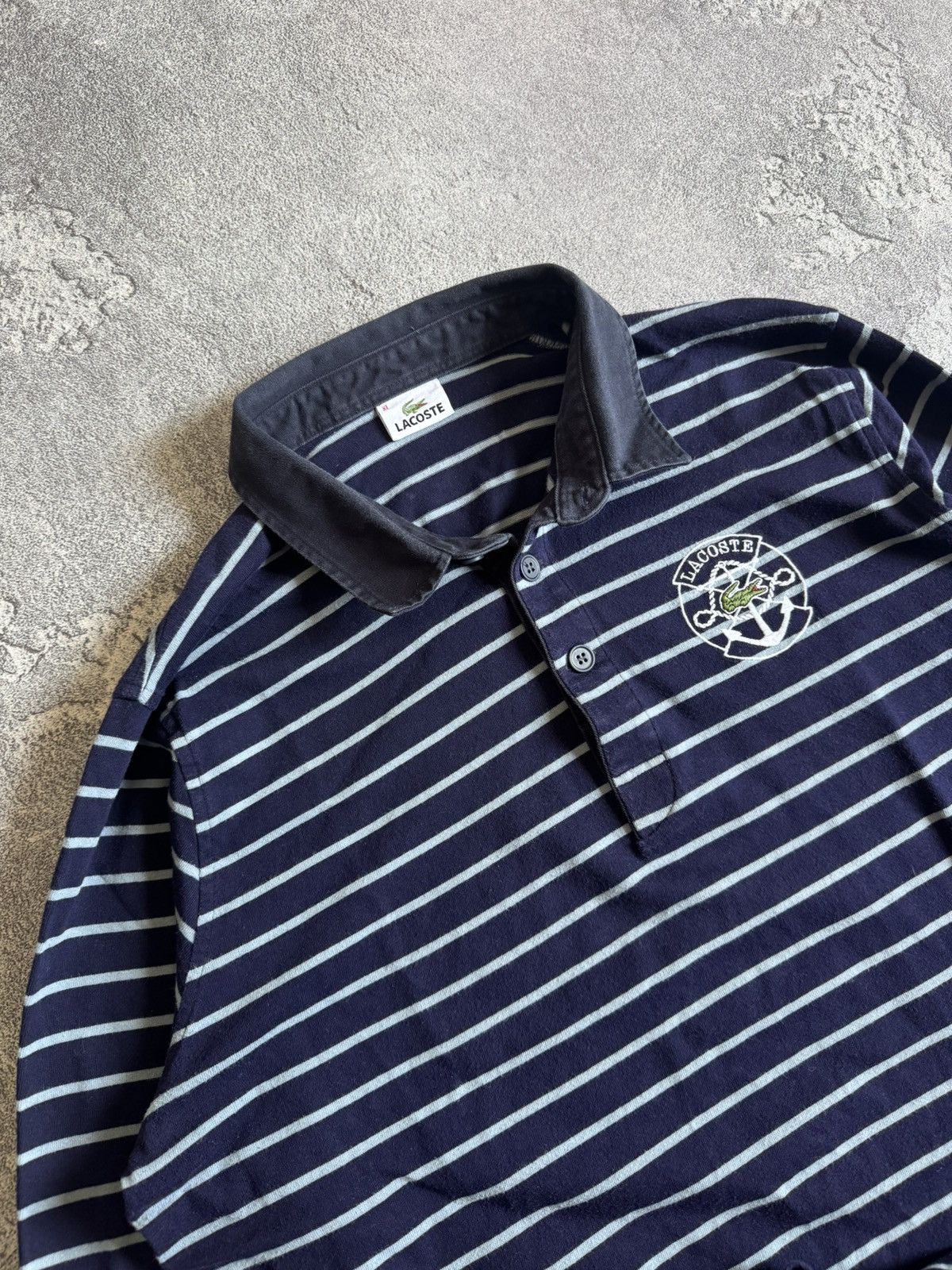 Lacoste × Vintage Lacoste XL striped rugby polo long sleeve sweatshirt jumper Size US XL / EU 56 / 4 - 2 Thumbnail