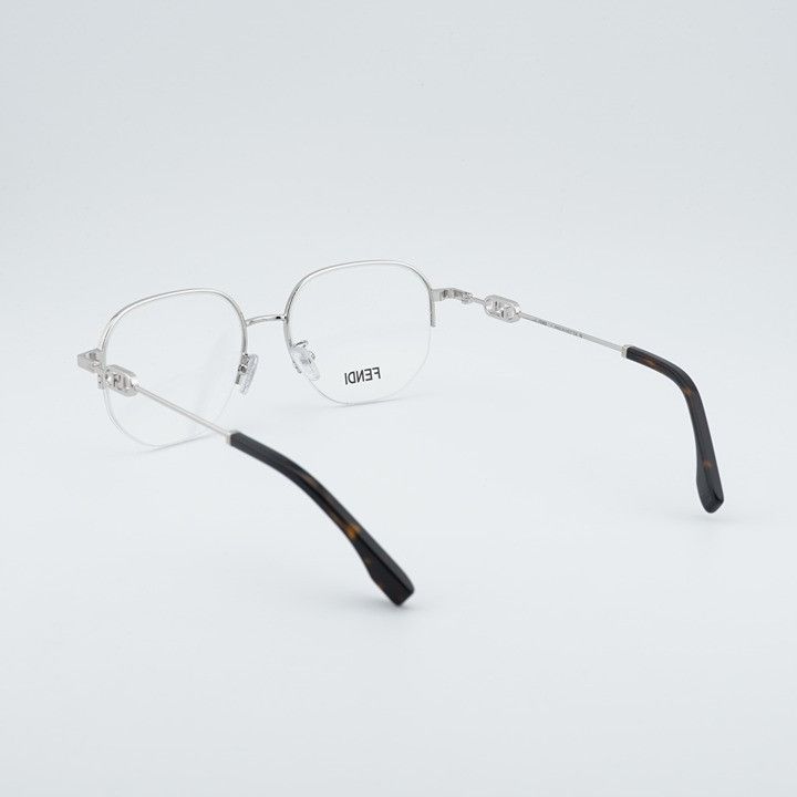 Fendi Fendi FE50104F 016 Eyeglasses Shiny Palladium 53mm Round Size ONE SIZE - 4 Thumbnail