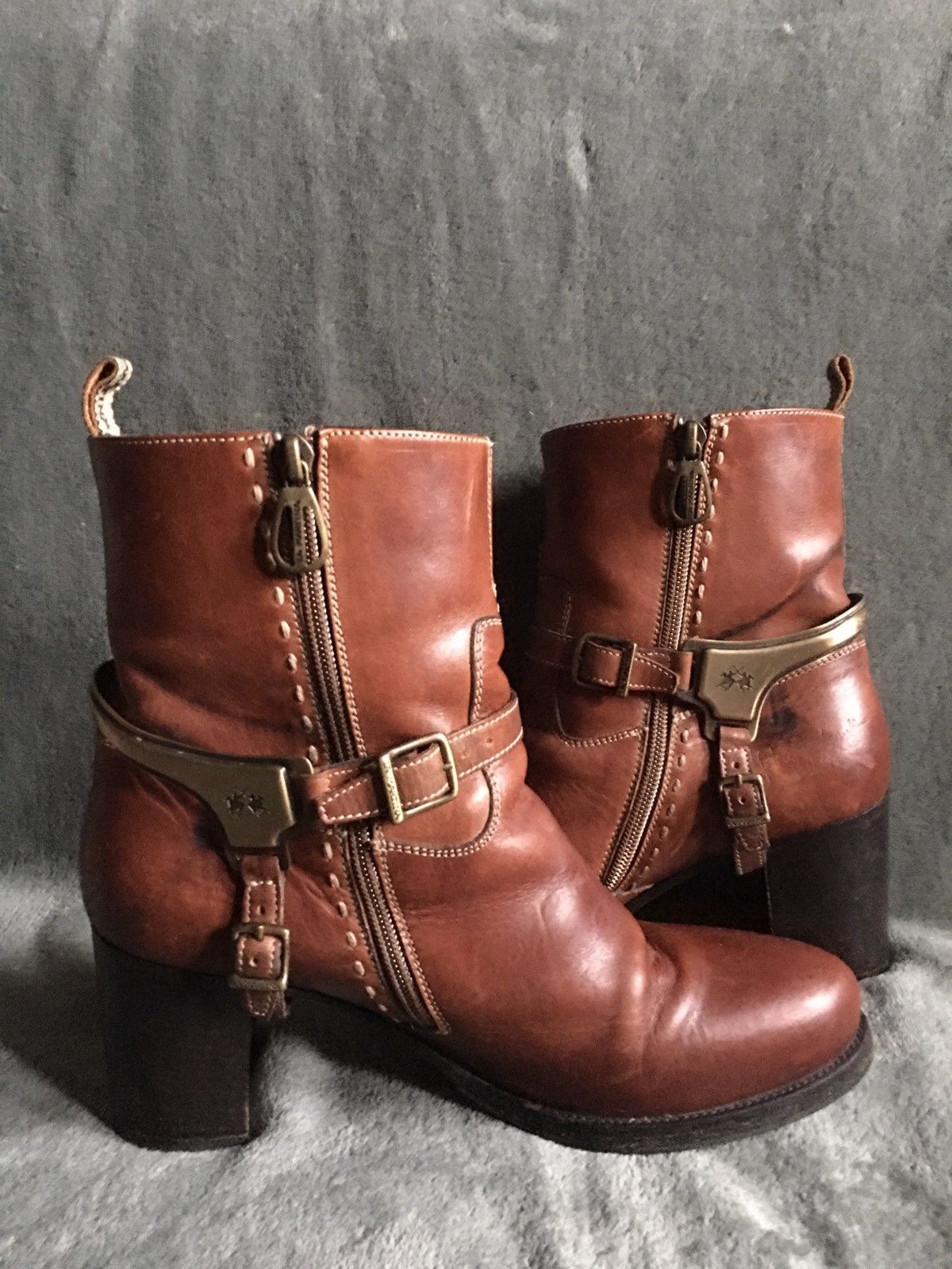 La Martina Leather Brown Womens Ankle Boots Size EU 40