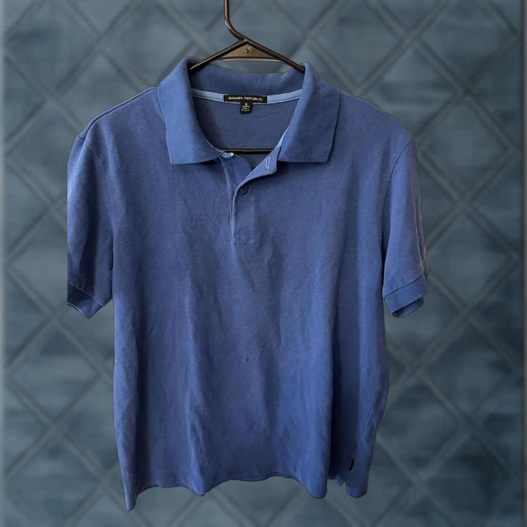 Banana Republic Banana Republic Solid Cotton Men Polo Size Small Blue Size US S / EU 44-46 / 1 - 1 Thumbnail