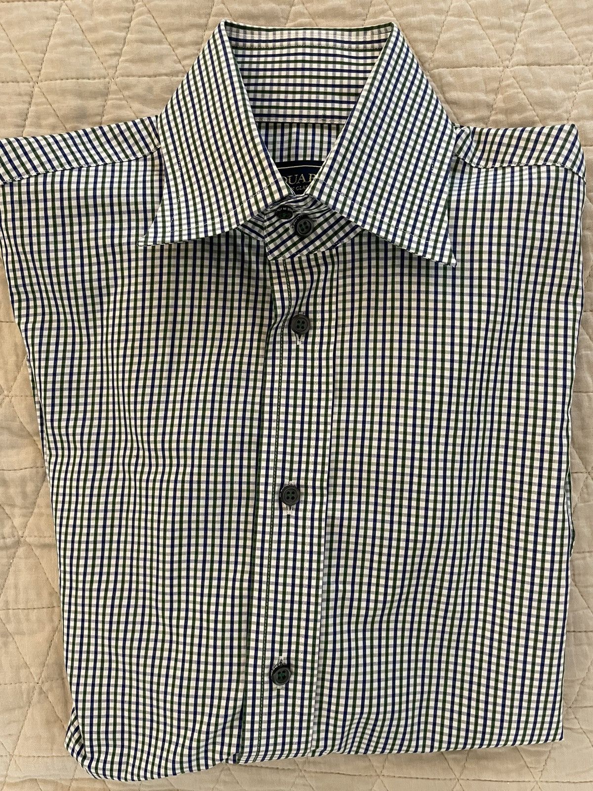 Small Check Print Spread Collar Shirt