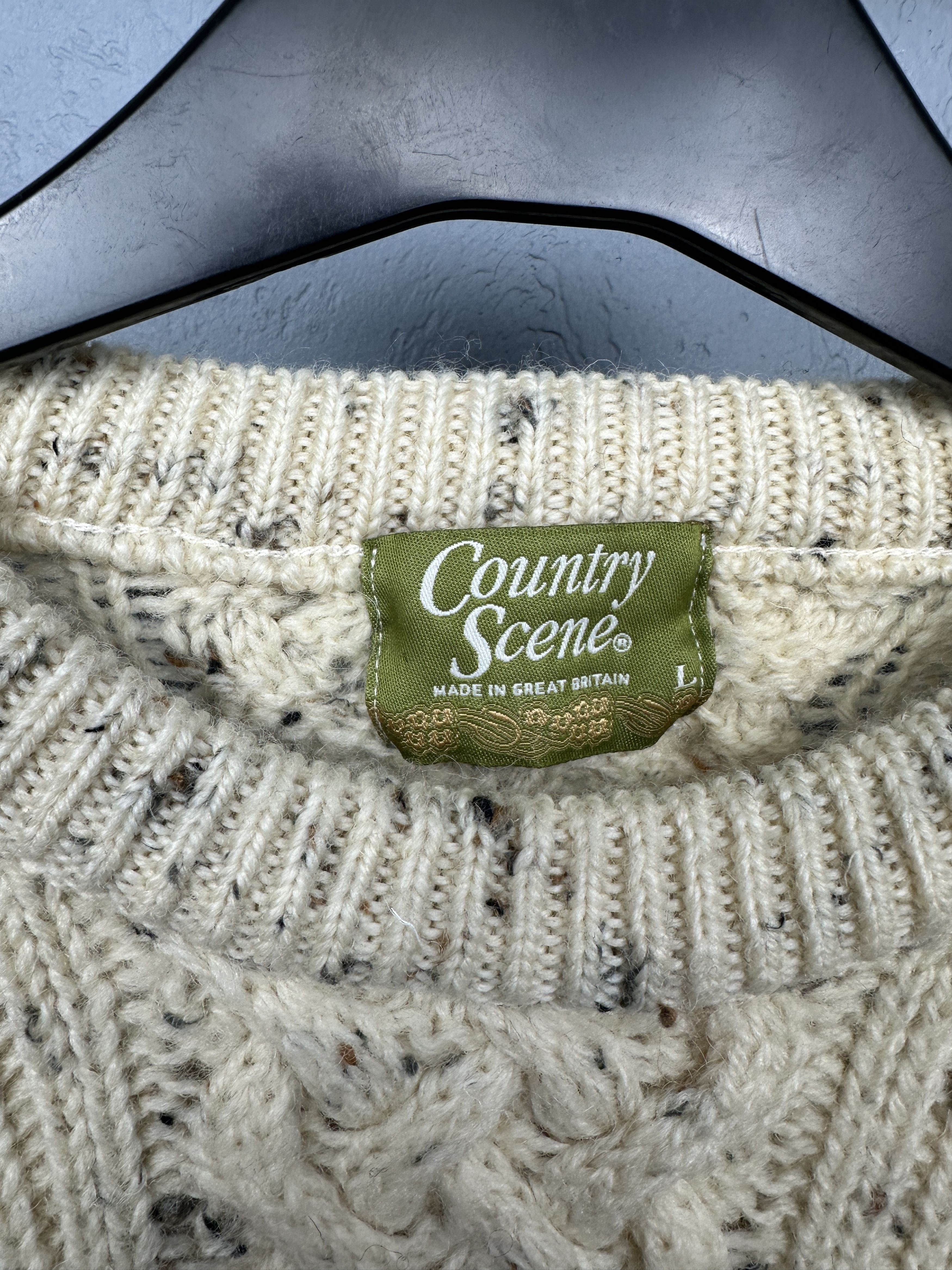 Vintage Country Scene Womens British 100% Wool Knit Sweater Size L / US 10 / IT 46 - 3 Thumbnail