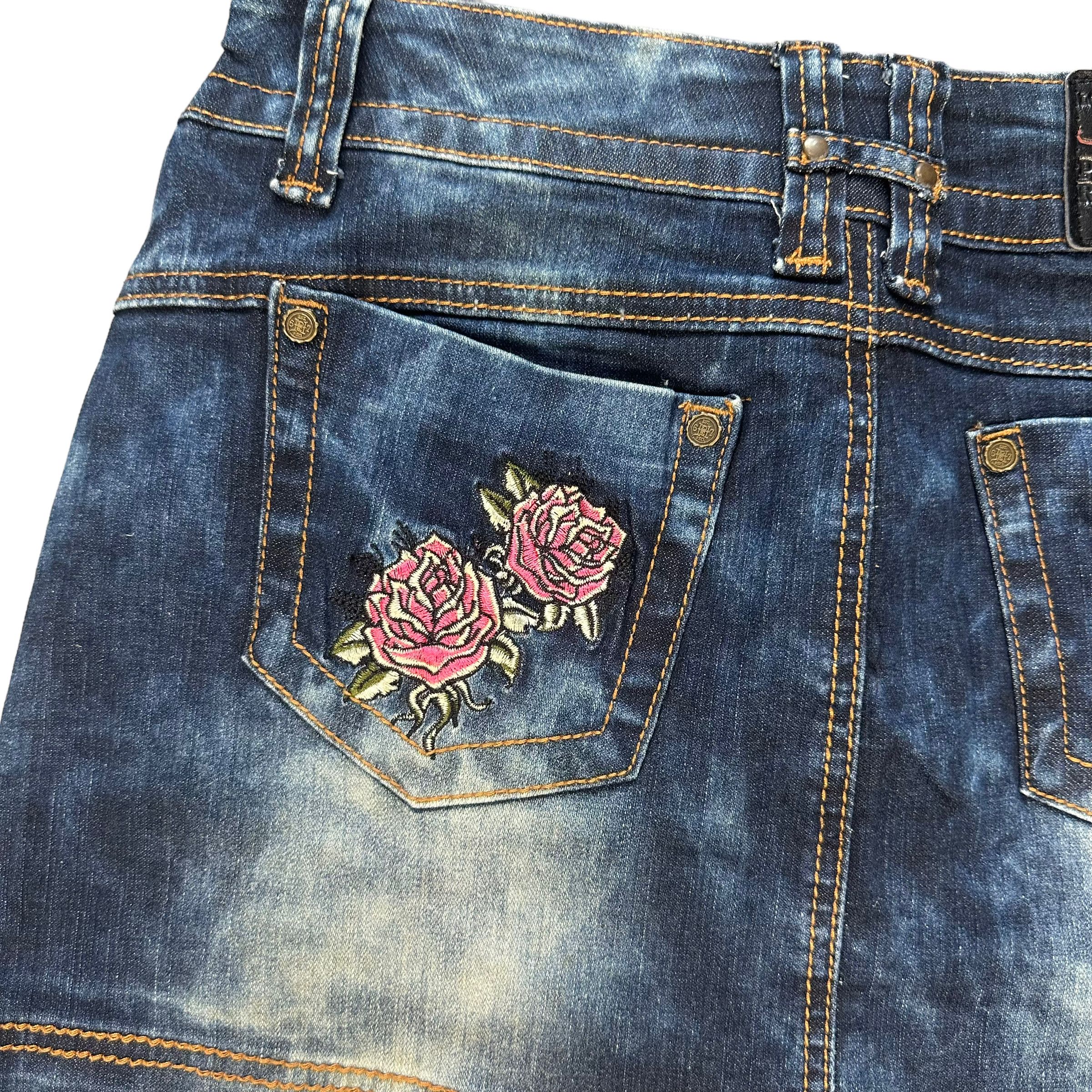 Ed Hardy ED HARDY EMBROIDERY LOGO DENIM MINI SKIRTS #8656-019 Size 30" / US 8 / IT 44 - 10 Thumbnail