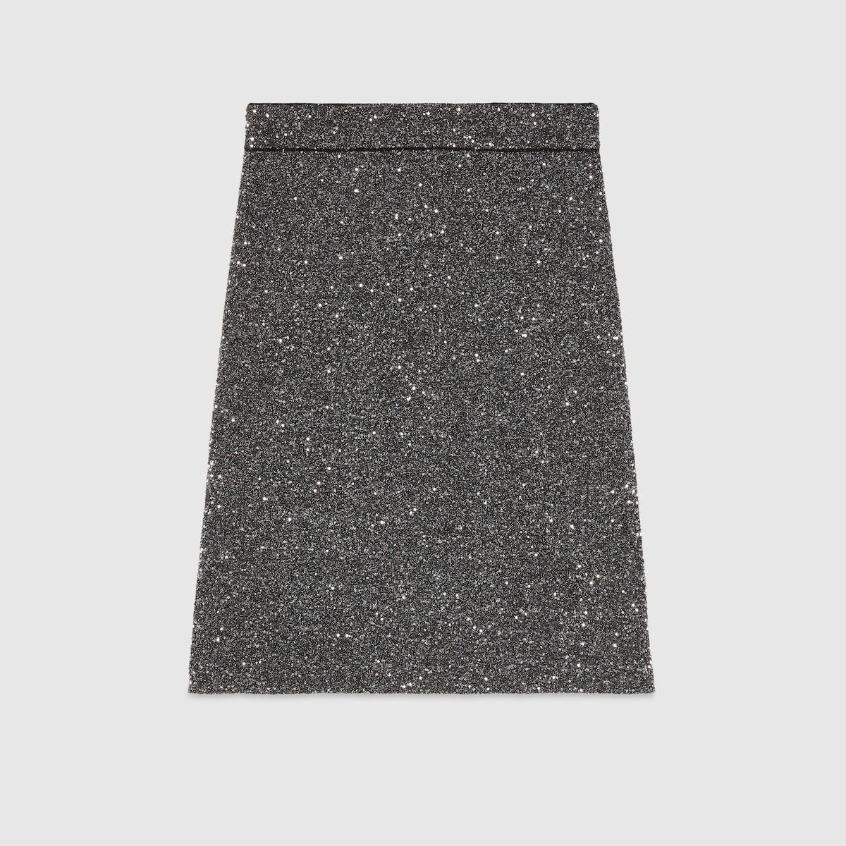 Gucci o1s1wg111025 Viscose Knit Skirt With Sequin Embroidery Size 26" / US 2 / IT 38 - 1 Thumbnail