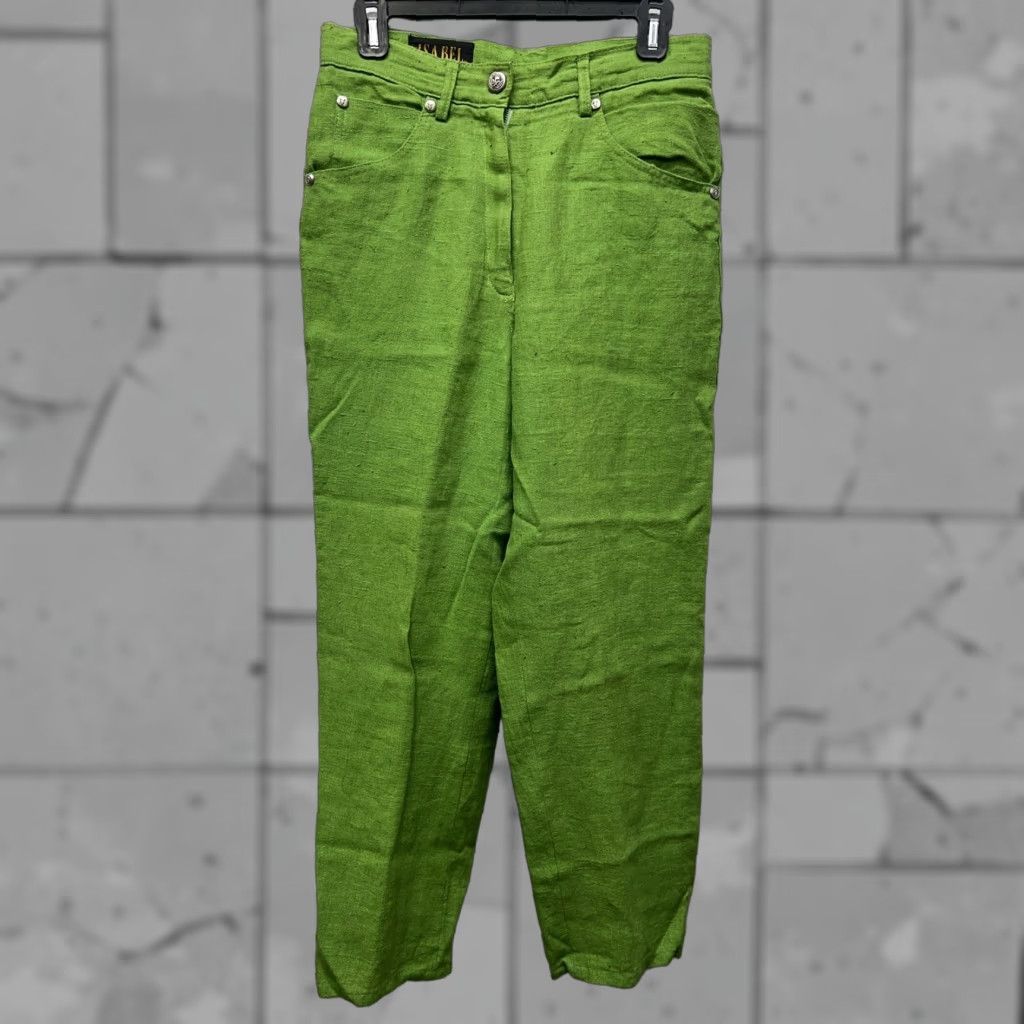 Vintage Isabel Pants Womens Size 8 Green Linen Canvas 28” Inseam Size 30" / US 8 / IT 44 - 1 Thumbnail