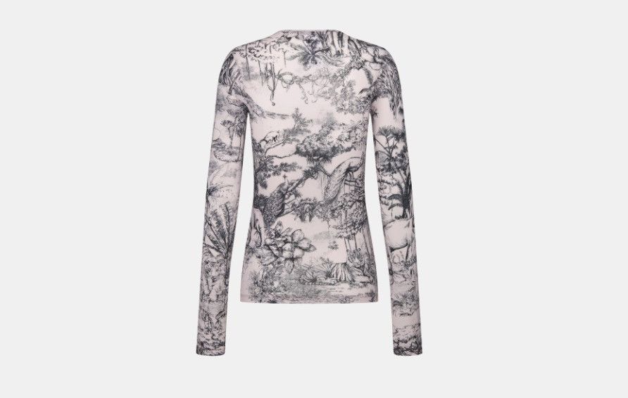 Dior o1w1db10824 Long-Sleeved Top in White Grey Size M / US 6-8 / IT 42-44 - 2 Thumbnail